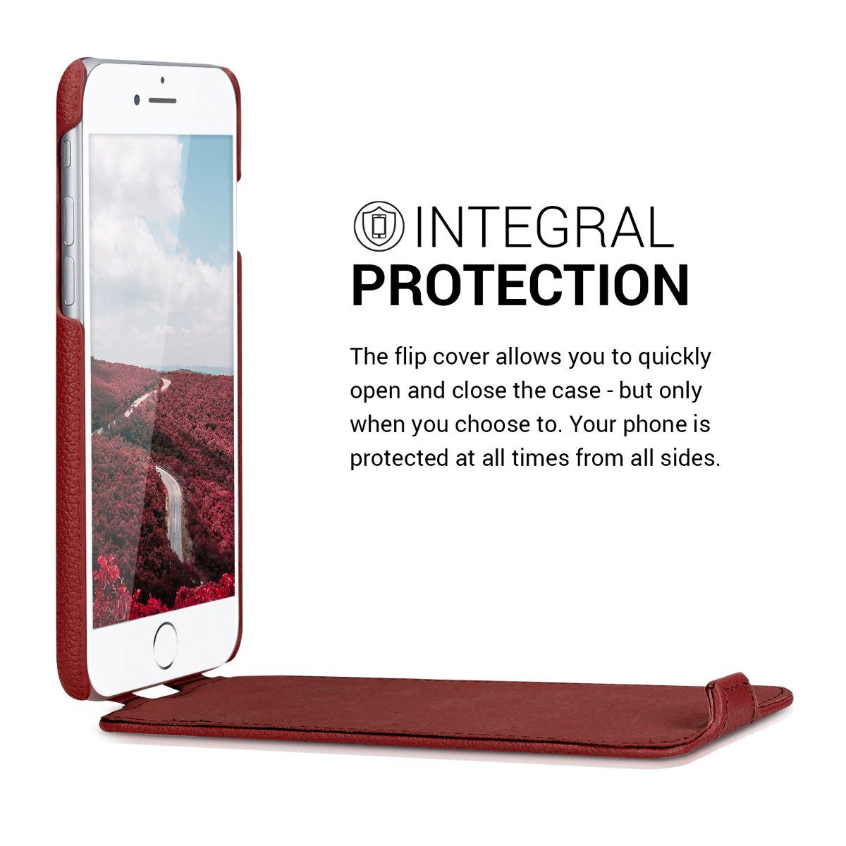 kalibri Etui z klapką kompatybilne z Apple iPhone SE (2022) / iPhone SE (2020) / iPhone 8 / iPhone 7 - ultracienkie skórzane etui ochronne na telefon - czerwone