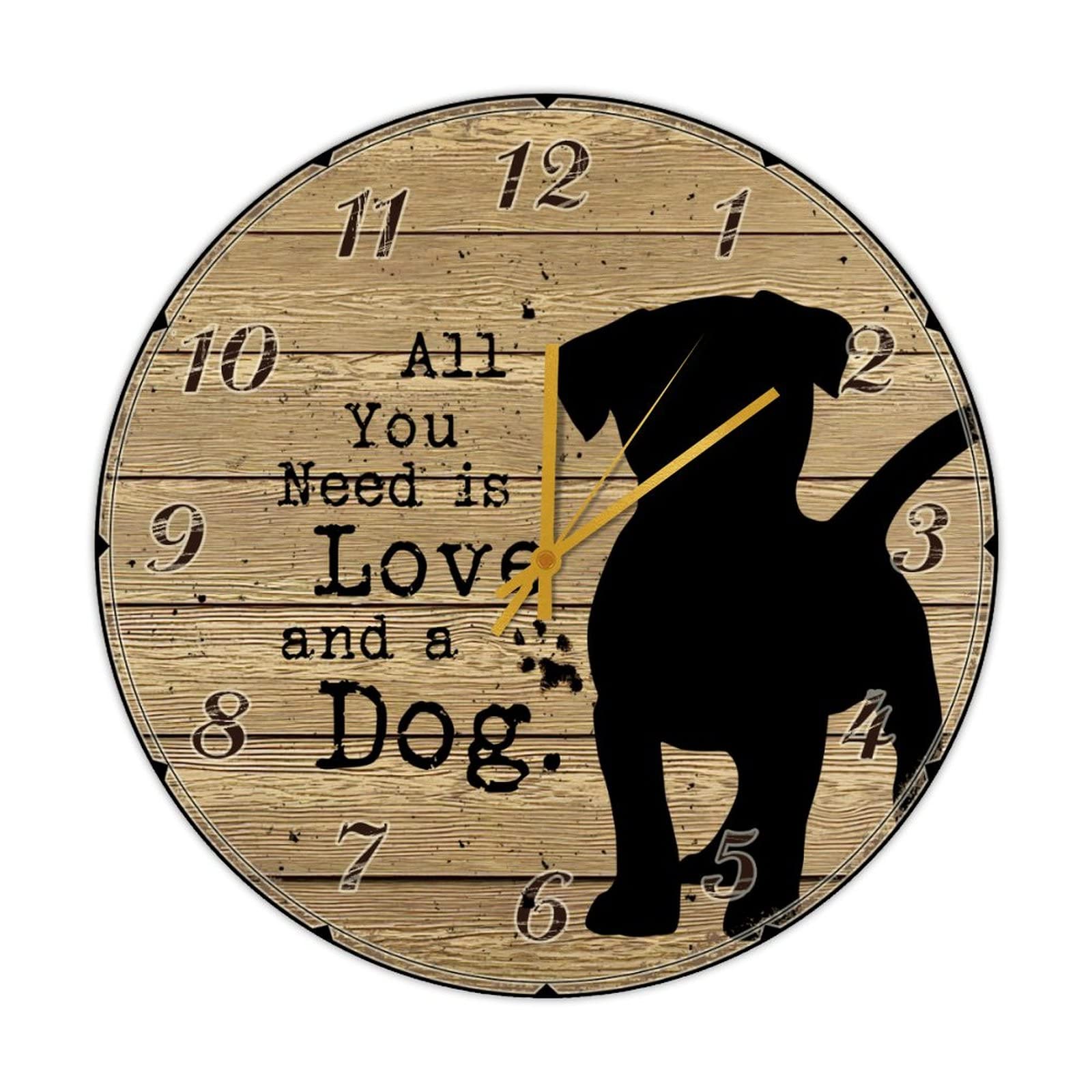 Horloge murale ronde en bois idée cadeau amusant pour amoureux des chiens