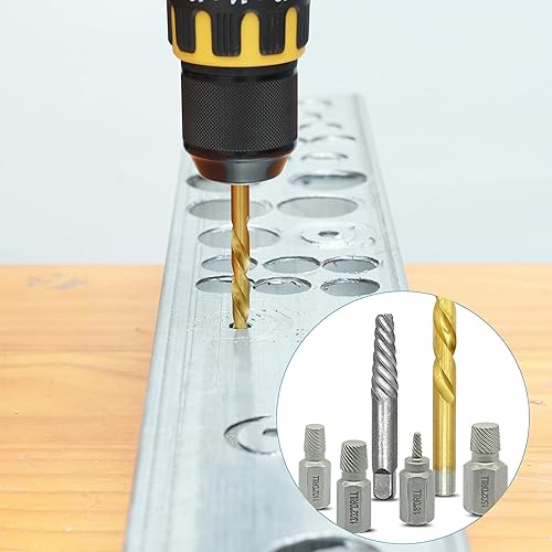 Miniatura 7 de Kit de extractor de tornillos helicoidales de 35 piezas, kit de extracción fácil con broca izquierda, extractor de múltiples estrías para pelar
