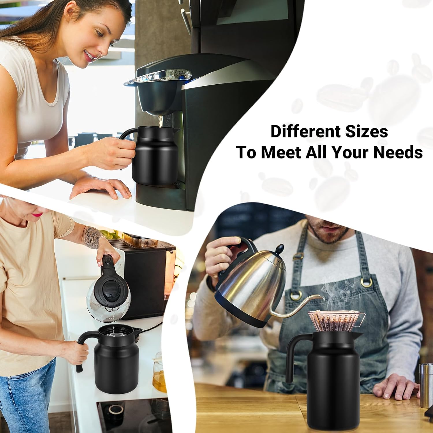 27Oz Thermal Coffee Carafes For Keeping Hot/Cold, Stainless Steel Coffee Carafe, Dustproof Insulated Water Carafe for Party/Home,Black - Image 5