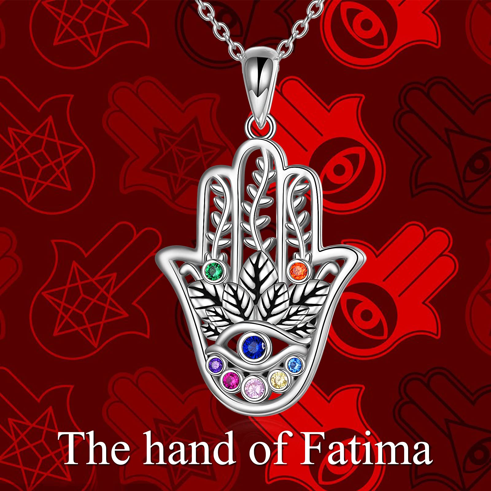 Fatima Evil Eye naszyjnik damski ze srebra wysokiej próby 925, z zawieszką z cyrkonią, idealny prezent z delikatnym pudełkiem