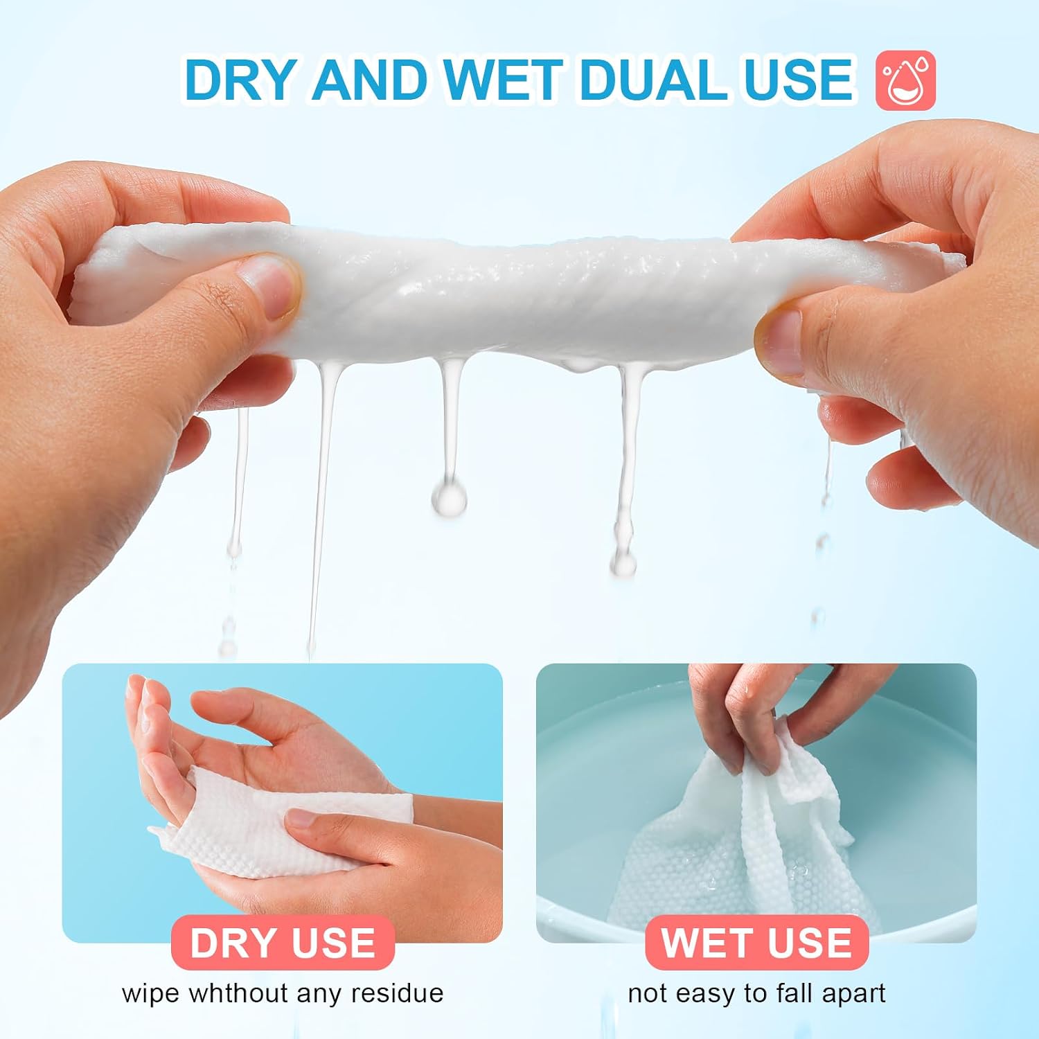 VinTS Hanging Disposable Face Towels, 300 Count Large Disposable Face Wipes image 5