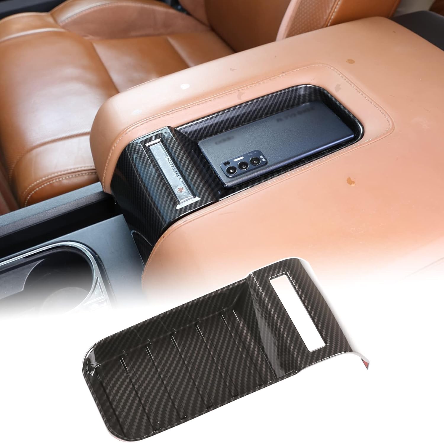 Aunginsy Car Center Console Armrest Box Storage Cover Slot Trim Compatible with Toyota Tundra 2014-2021, ABS Central Control Armrest Organizer Tray Pad Decorative Sticker Scratch Protector Accessories