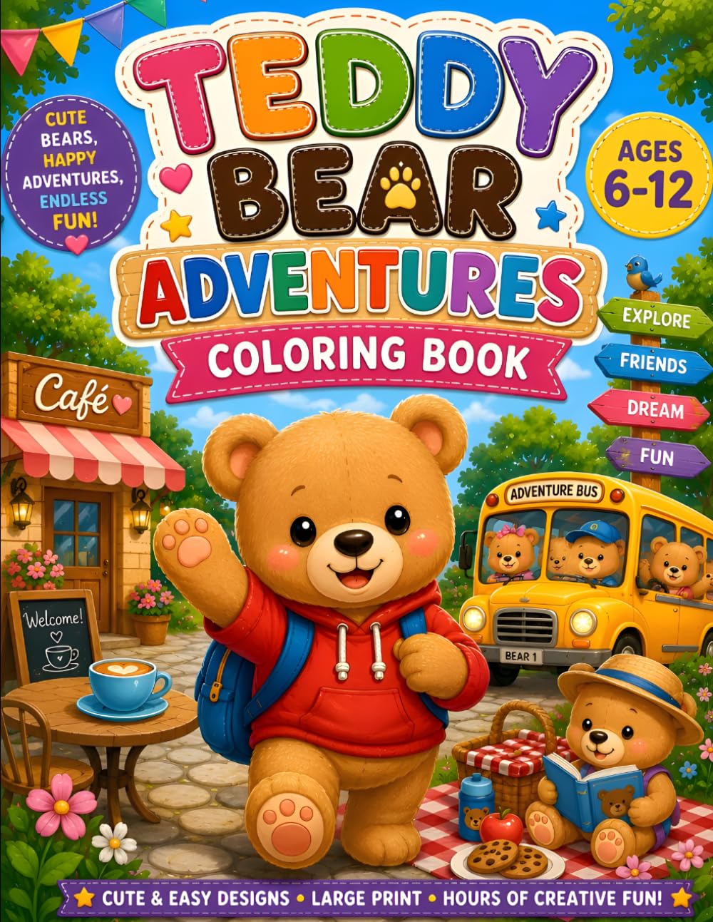 Teddy Bear Adventures: Coloring Book