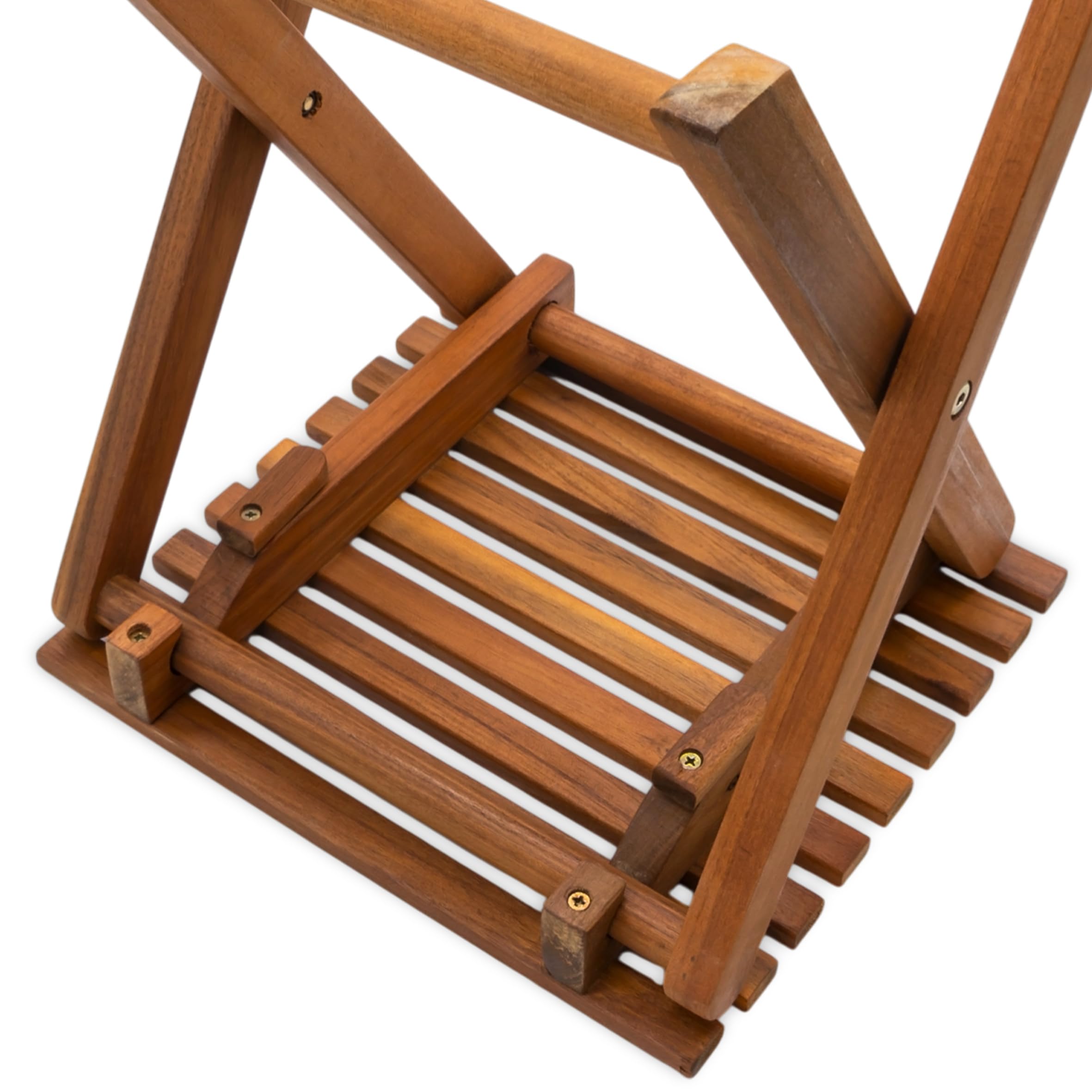 Spetebo Tabouret pliant en acacia - 37 cm - Aspect teck - Tabouret de jardin en bois - Table d'appoint - Tabouret pour plantes | Bois aspect teck, pliable, tabouret à fleurs, table d'appoint, tabouret pour plantes