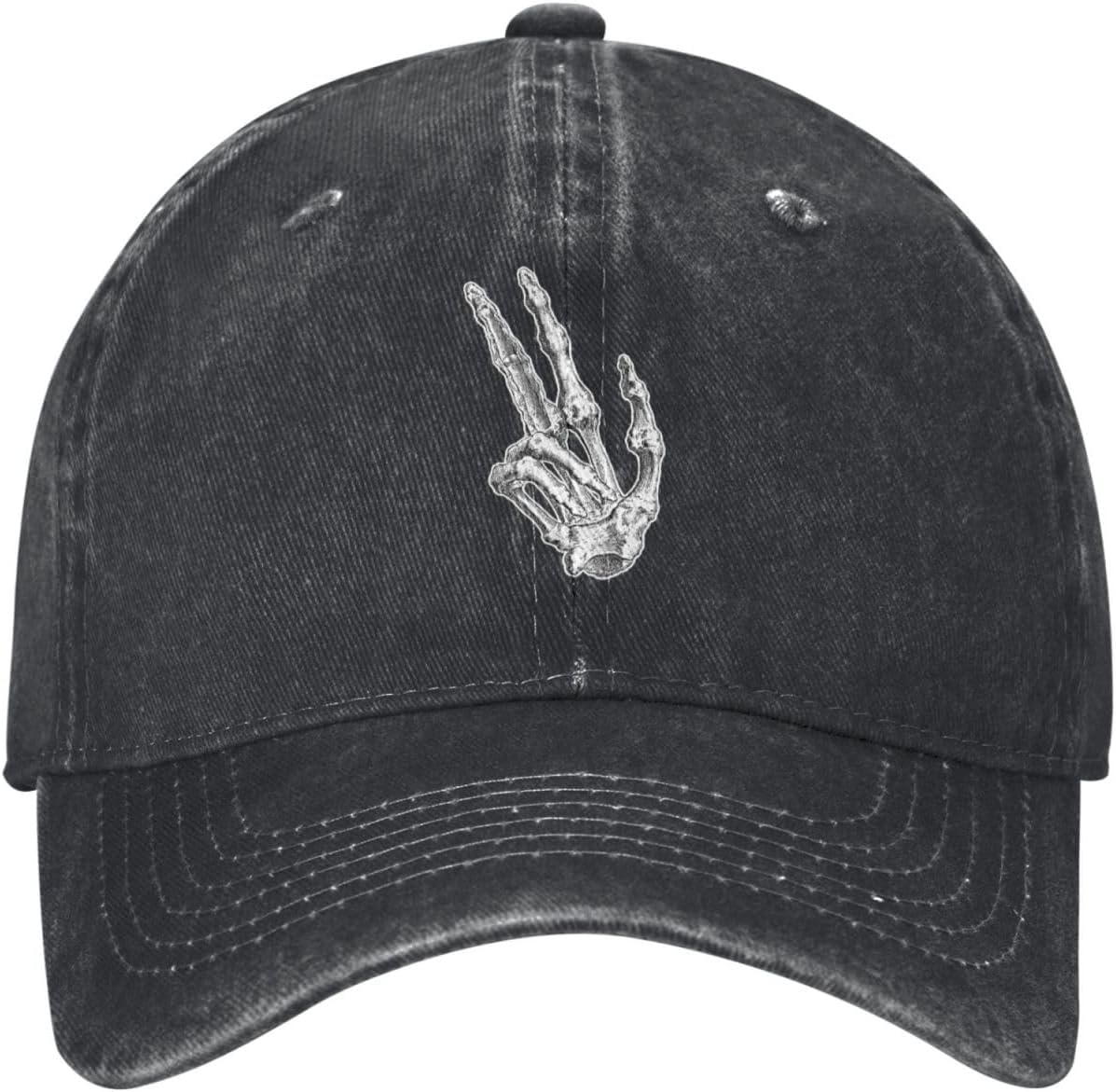 Halloween Hat Skeleton Hands Baseball Cap Funny Adjustable Cotton Washed Denim Hats - Image 3