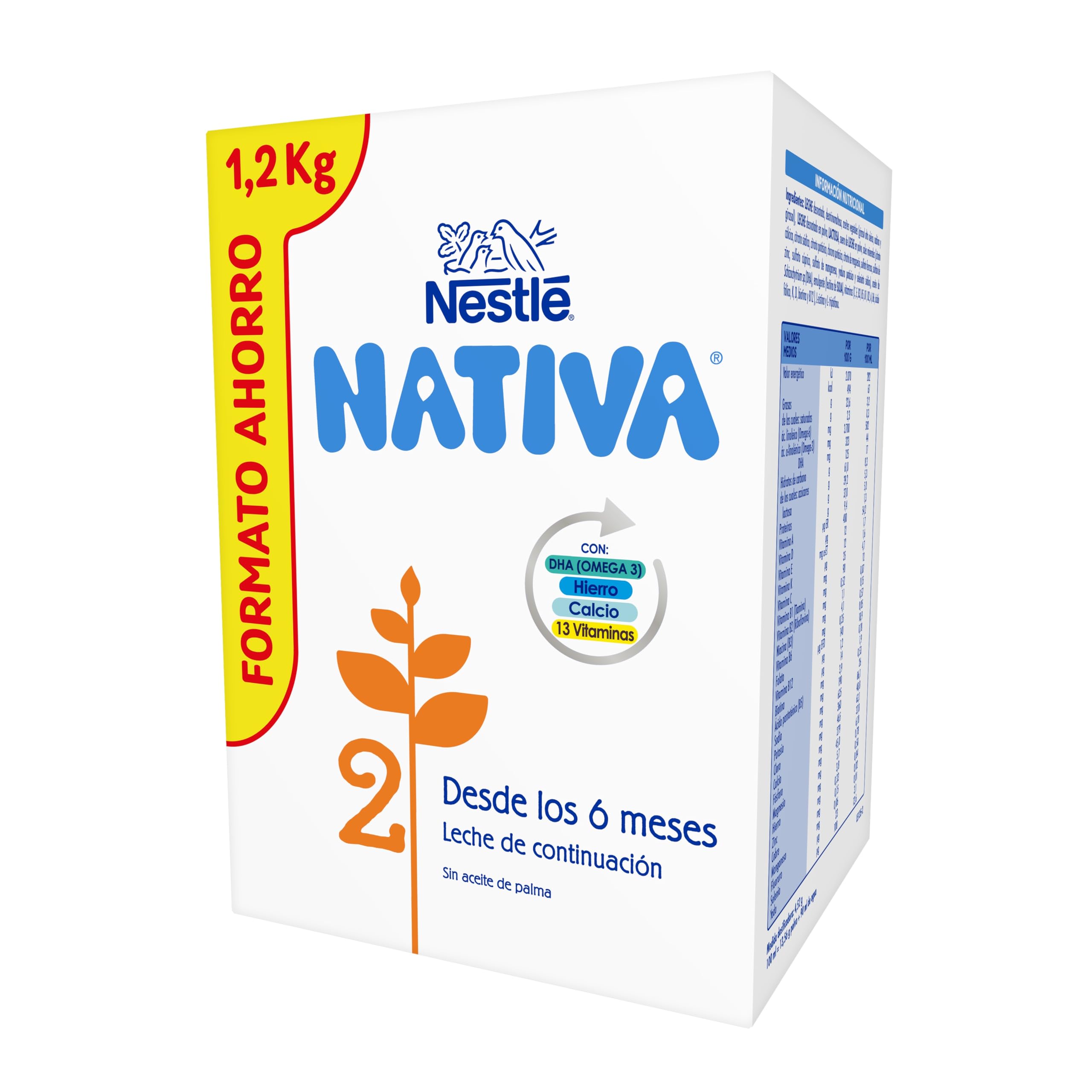 Nestlé NATIVA 2 Leche de Continuación en polvo para bebés 1200g