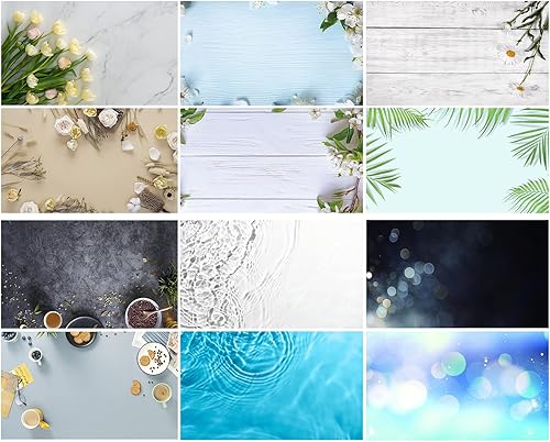 Miniatura 7 de iProtech 3 piezas de 6 patrones de papel de fondo de fotografía de doble cara, impermeable, reutilizable, 34 x 23 pulgadas, fondo de mesa de fotos