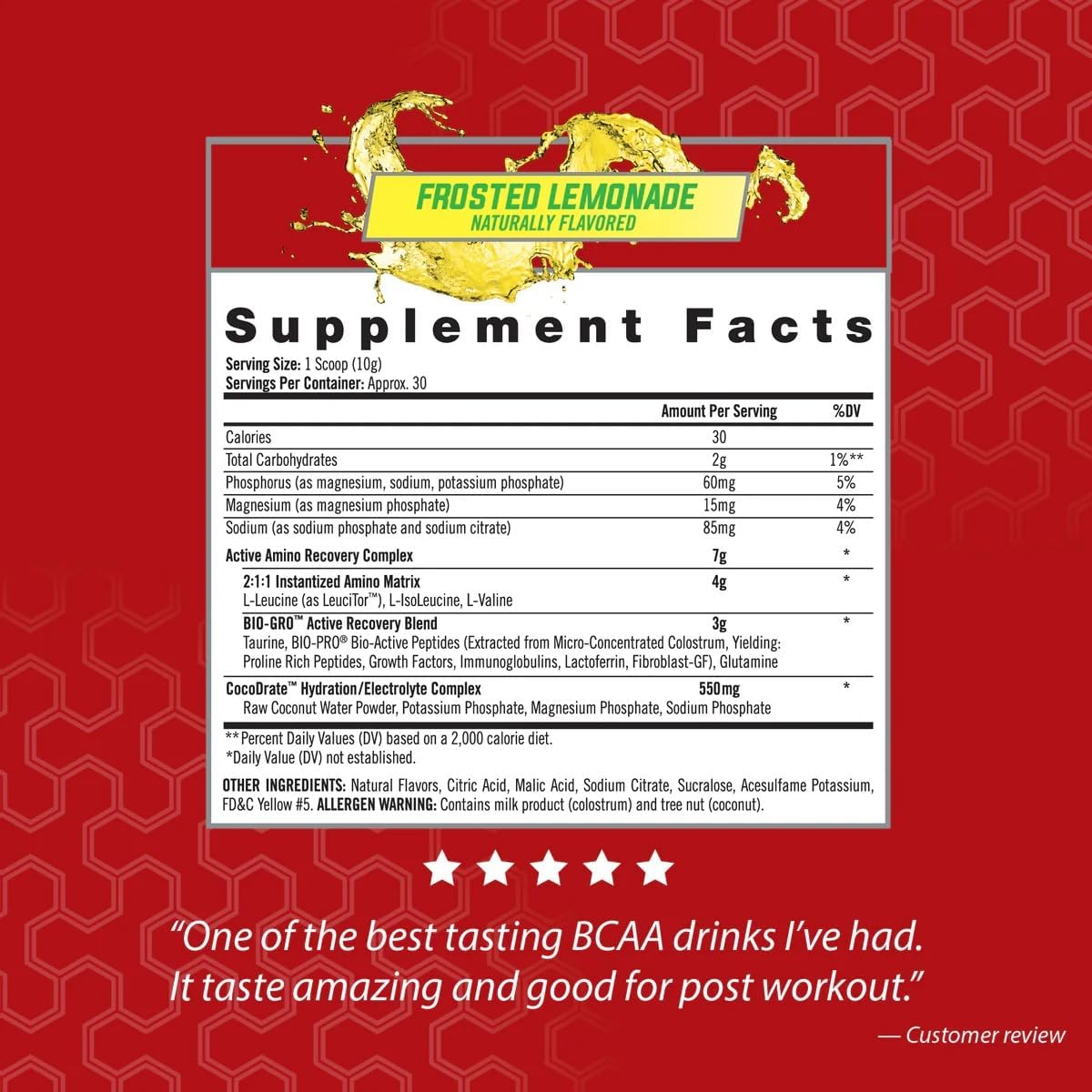 iSatori Amino-GRO BCAA Powder, Branched Chain Amino Acids with Glutamine, Electrolyte Powder & Bio-GRO Bio-Active Peptides for Muscle Growth & Post Workout Recovery, Frosted Lemonade (30 Servings)