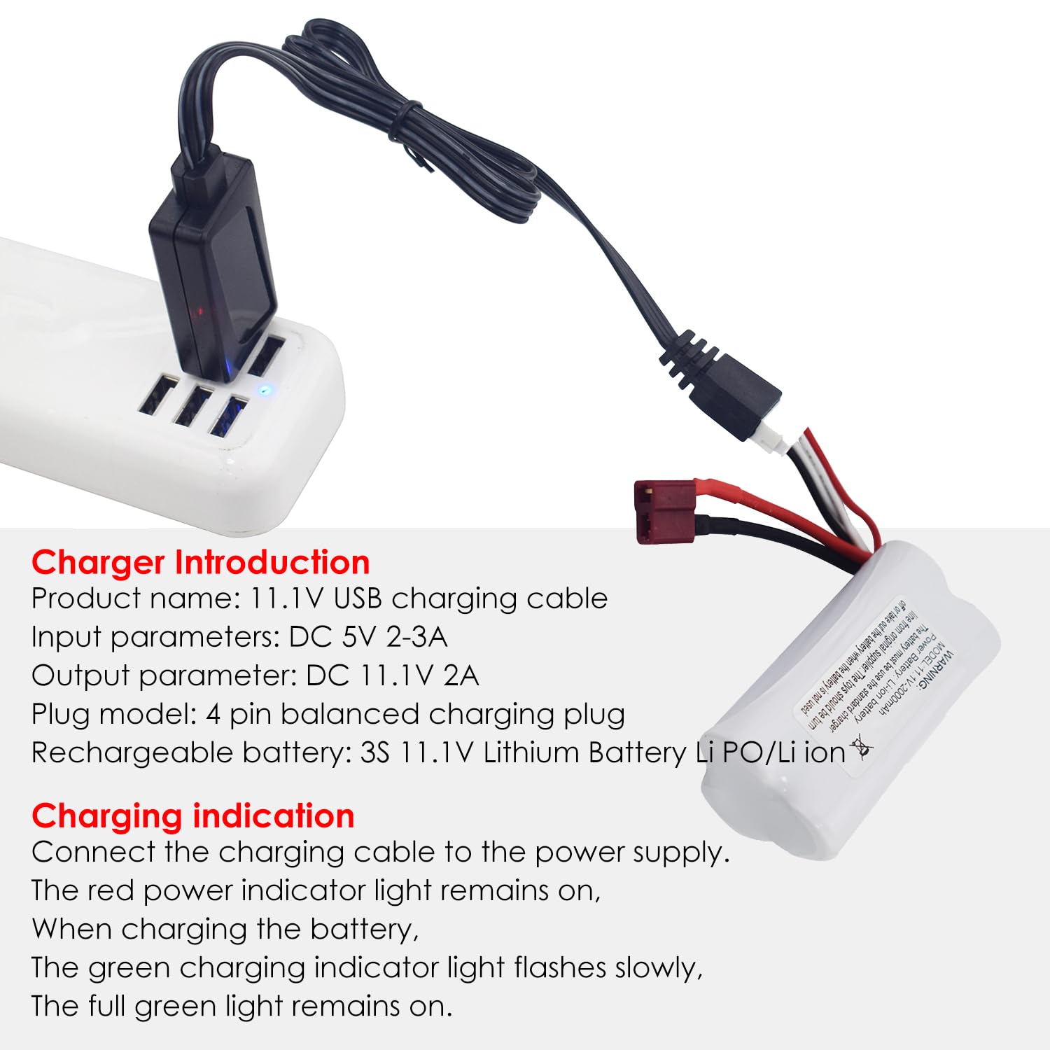 ZYGY Batterie 11.1V 2000mAh 3S Li-ion – Connecteur SM-2P + Câble USB De Charge – Pour Airsoft, Gel Blaster, Shockwave (lot De 2)