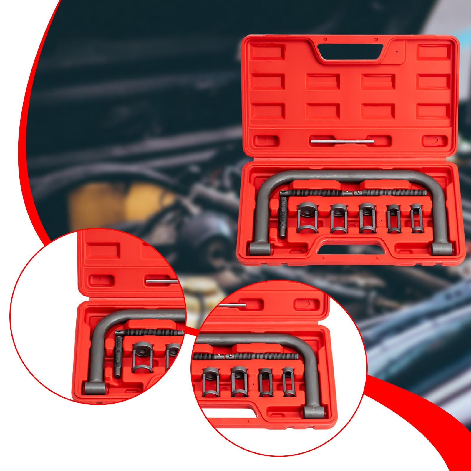 10 Teiliges Ventilfeder Ausbauwerkzeug Set mit Stabiler C Klemme