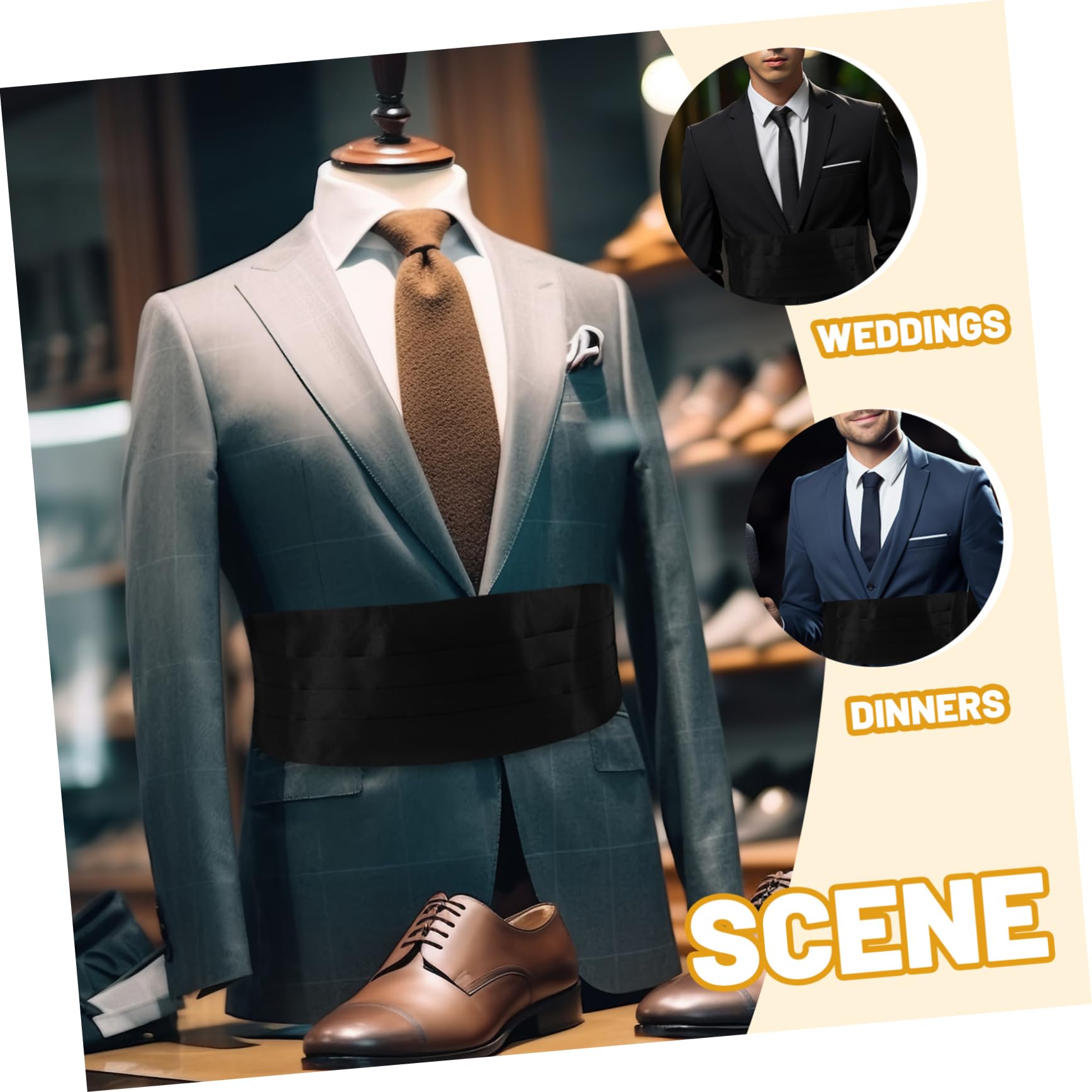 COLLBATH Men's Tuxedo Waist Band Corset for Men Gentleman's Posture Improvement Comfortable Fit Accessory