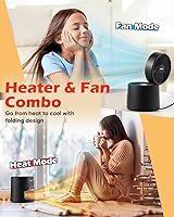 Vista 2 de CUSIMAX Space Heater for Indoor Use, Mini Heater Fan with Thermostat, 7H Timer, 2 Modes, 800W PTC Ceramic Heater for Room Office Desk, Instant