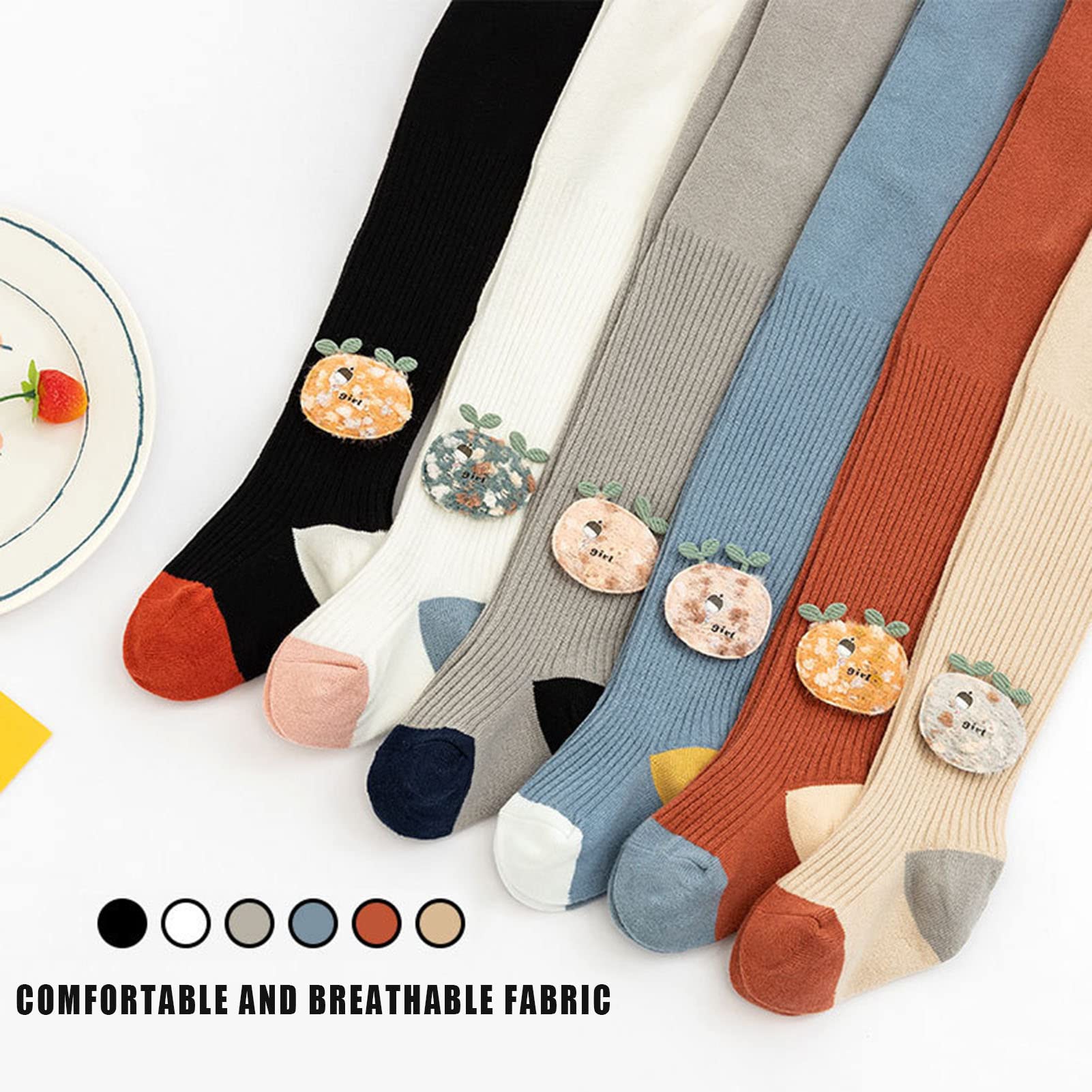 Mallas De Algodón Para Niña, Medias De Pantimedias Con Legging Para Niños, Punto Acogedor Pantys Con Patrón Lindo, Respirable Primavera Otoño Medias Para 1-7 Años