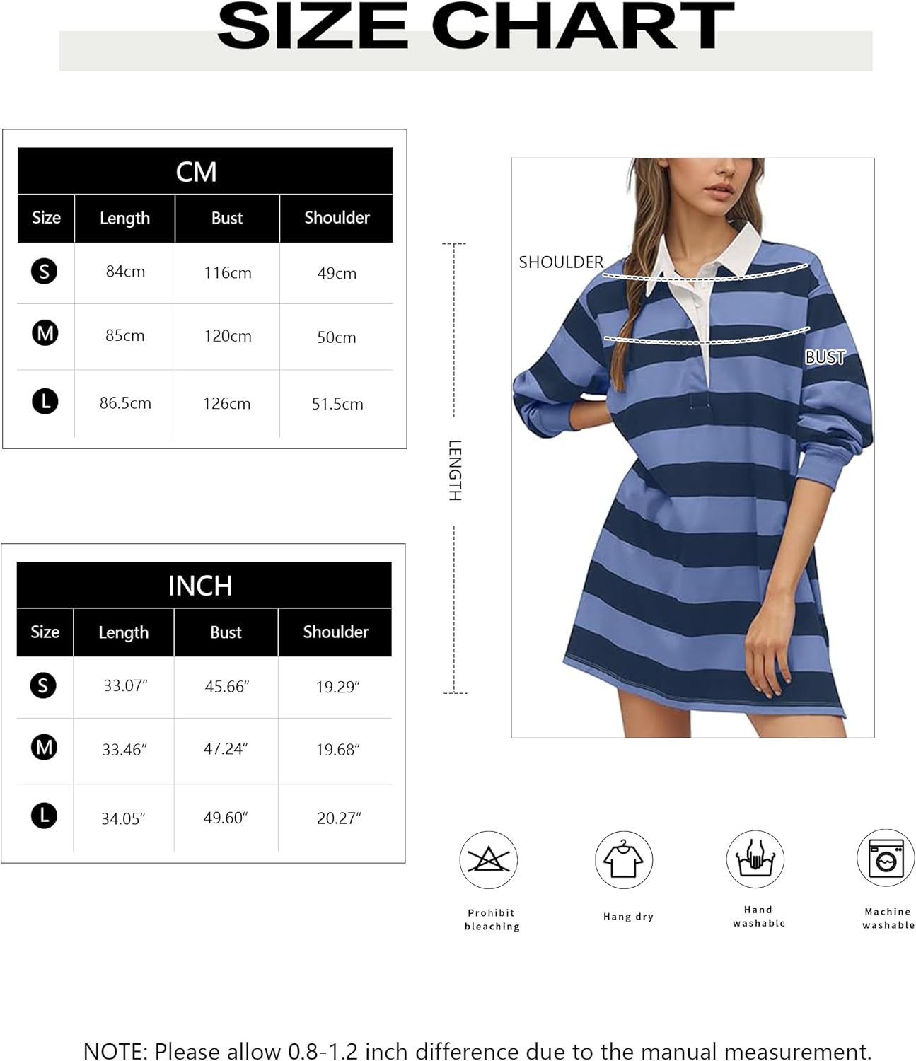 Women Striped Lapel V Neck Long Sleeve Mini T Shirt Dress Collar Contrast Short Dress Casual Stripe Fall Polo Dress - Image 6