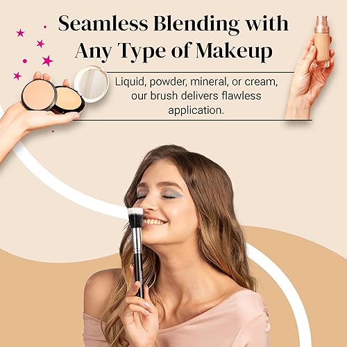 Miniatura 5 de Cepillo de punteado de fibra Duo de Keshima - Cepillo de punteado premium, mejor cepillo de base líquida, cepillo de mezcla, cepillo facial