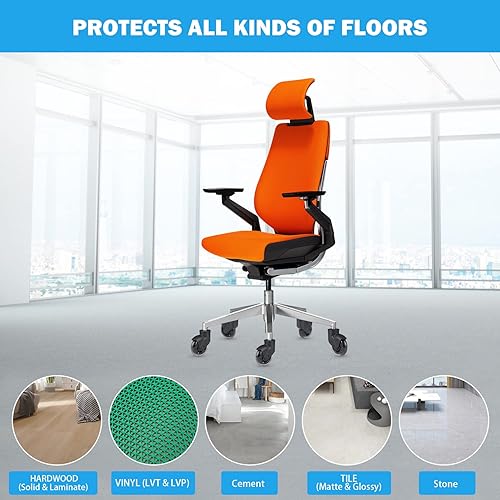 Miniatura 7 de Hirate Ruedas para silla de oficina de 3 pulgadas con vástago roscado de 3/8 pulgadas - 16UNC, ruedas de repuesto de goma suave con estructura