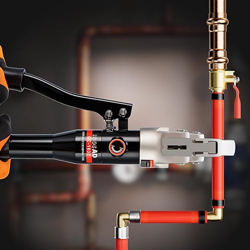 Vista 6 de IBOSAD Hydraulic Copper Pipe Tube Fittings Crimping Tool with1/2,3/4,1" Dies for Copper Pipe and F877 Stainless PEX Press