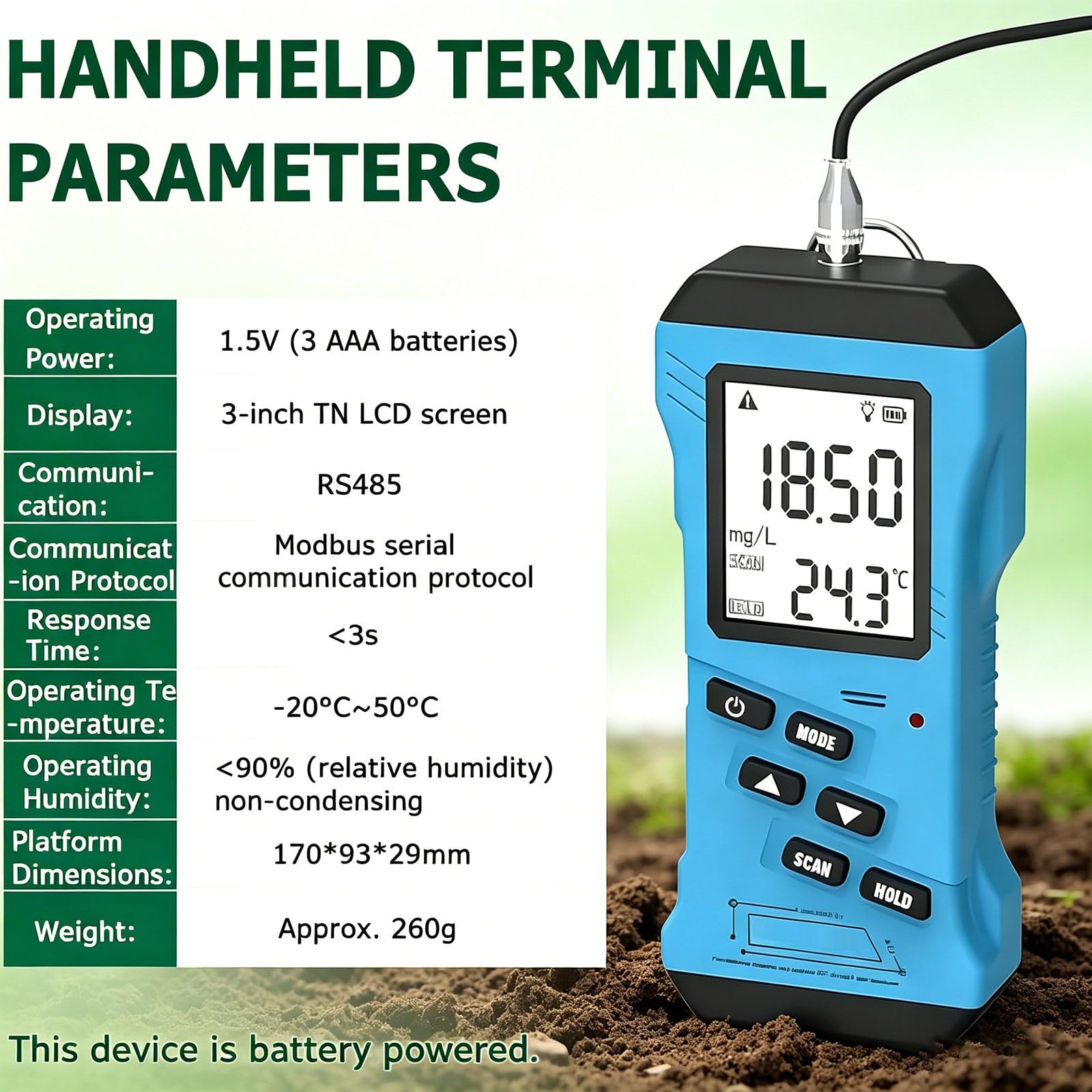 Medidor Digital de Humedad del Suelo 7 en 1: Medidor de Ph, Humedad del Suelo y Temperatura, con Pantalla LCD Retroiluminada. Medidor de Suelo para Jardín, Césped, Cuidado de Plantas
