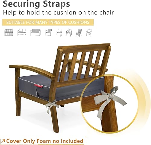 Miniatura 5 de Porch Shield Juego de 4 fundas de cojín para patio al aire libre, impermeables, resistentes a la decoloración, 22 x 20 x 4 pulgadas, color gris