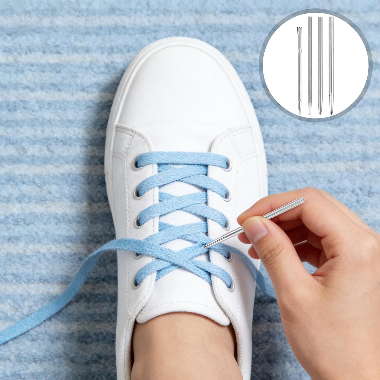 Stainless Steel Shoelace Threading Needle Tool 4pcs for Boots