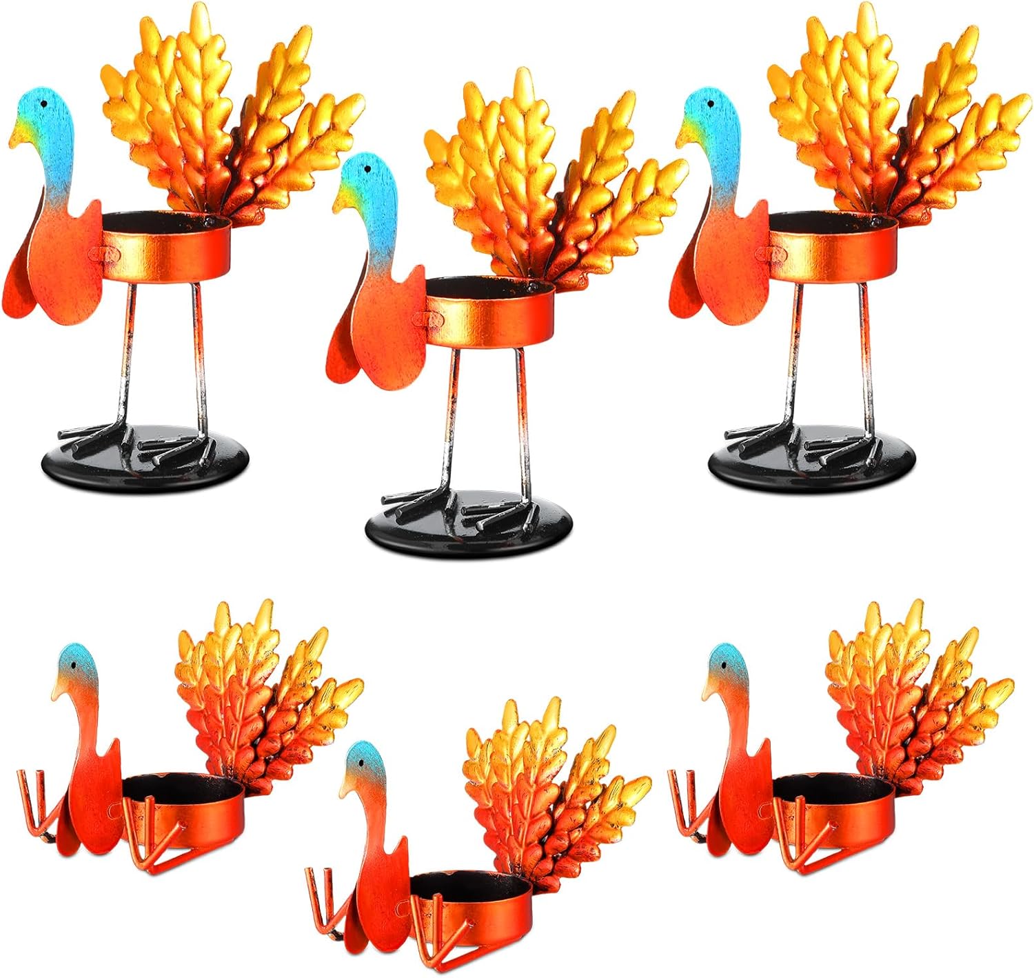 Sliner Set of 6 Turkey Light Candle Holder Thanksgiving