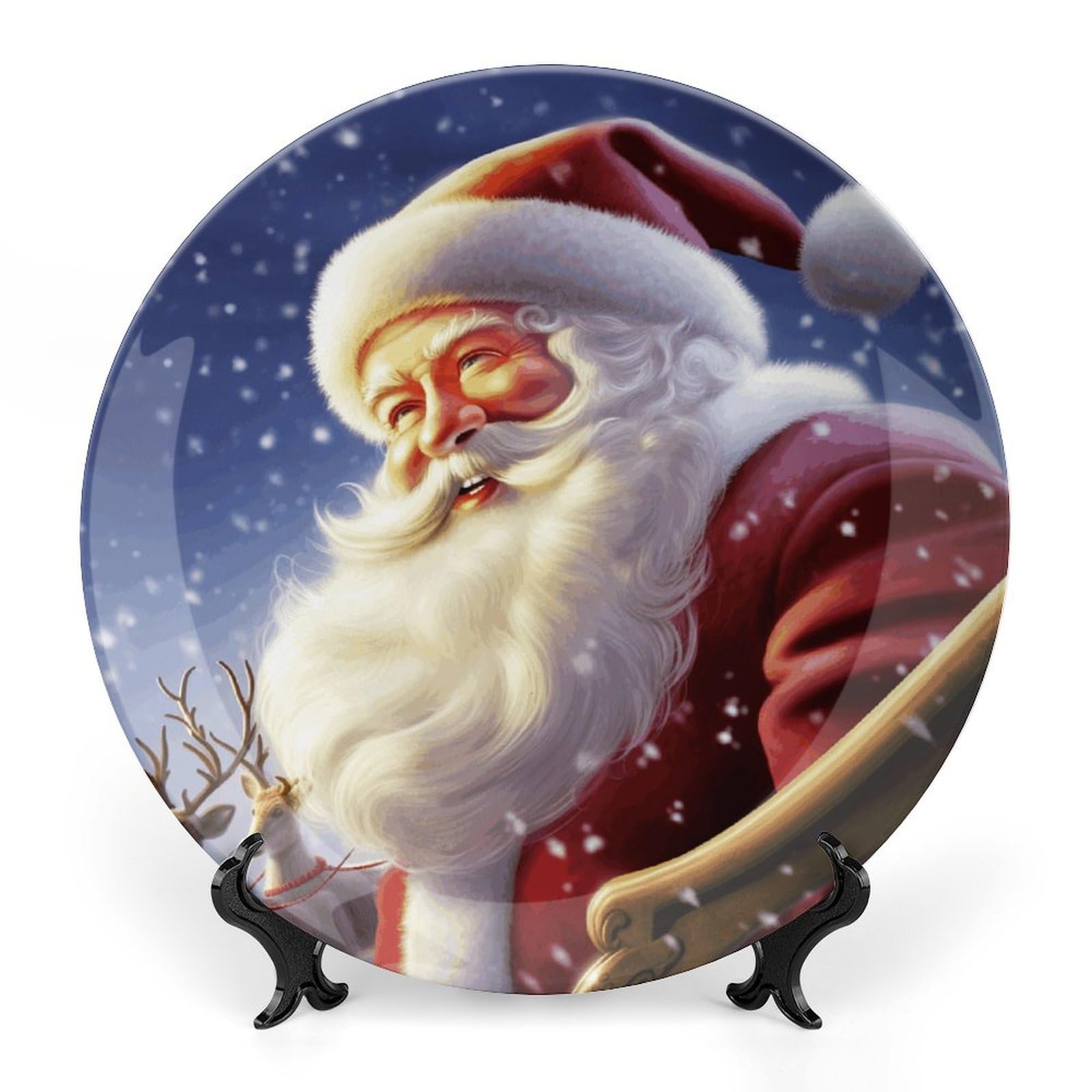 Assiette décorative en céramique Père Noël pour égayer un meuble vide