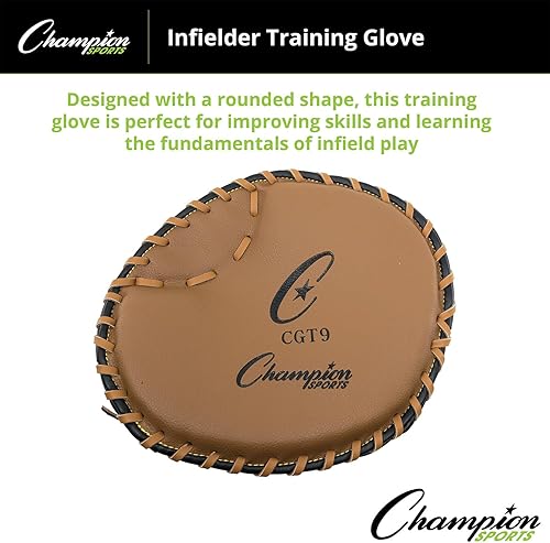Miniatura 4 de Champion Sports Guante Fielder's de 11.5 pulgadas, parte delantera y trasera de cuero sintético para un agarre cómodo, tela abierta de doble barra y