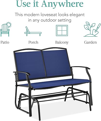 Miniatura 7 de Best Choice Products Balancín de acero para 2 personas para patio al aire libre, balancín de dos plazas para terraza, porche con tela de textileno,