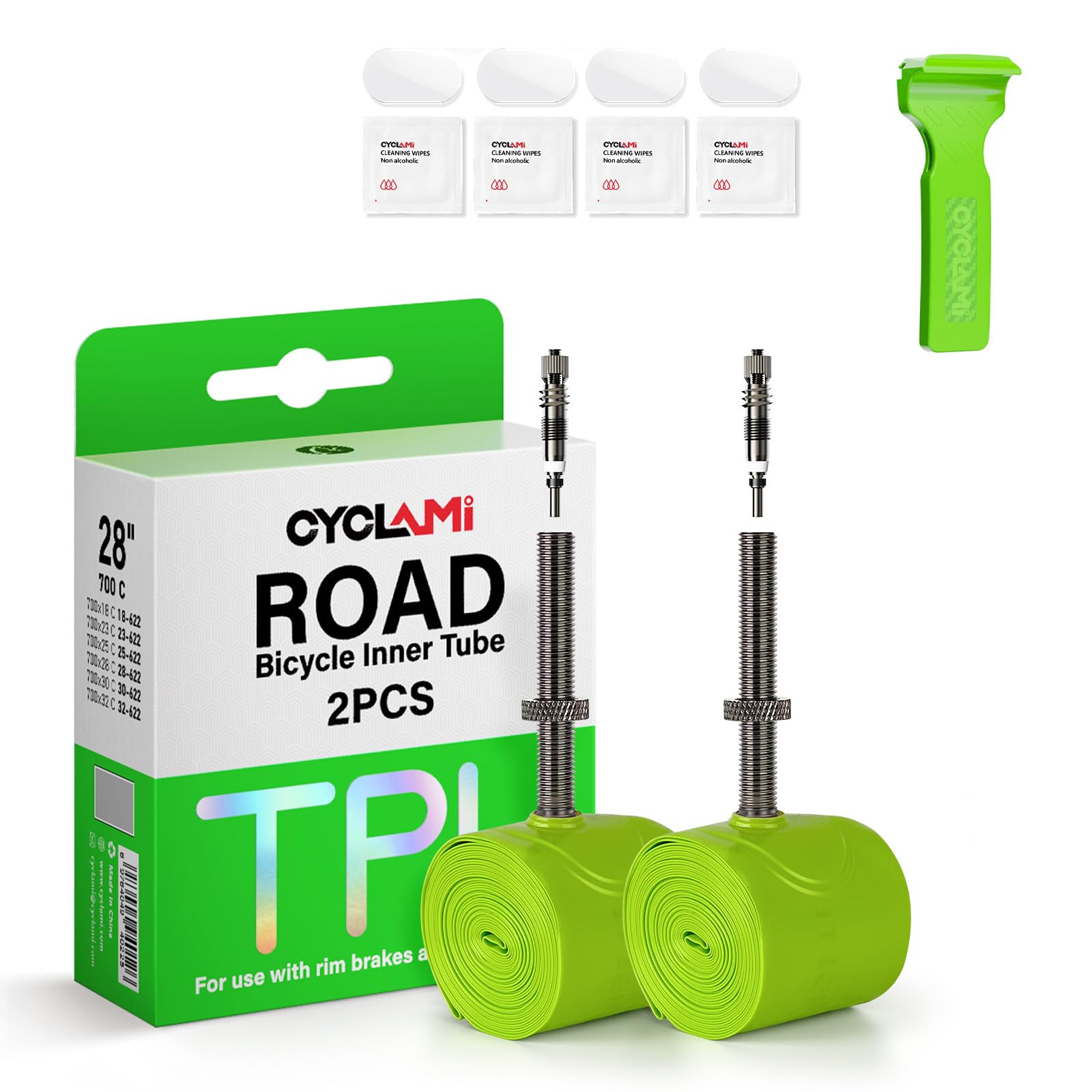 CYCLAMI Cámara Bicicleta Carretera de TPU Ultraligera 38g Cámara Interior 700 x 18/23/25/28/30/32C Camara Bici para Metal Extraíble Válvulas Presta 45/60/80mm - 2