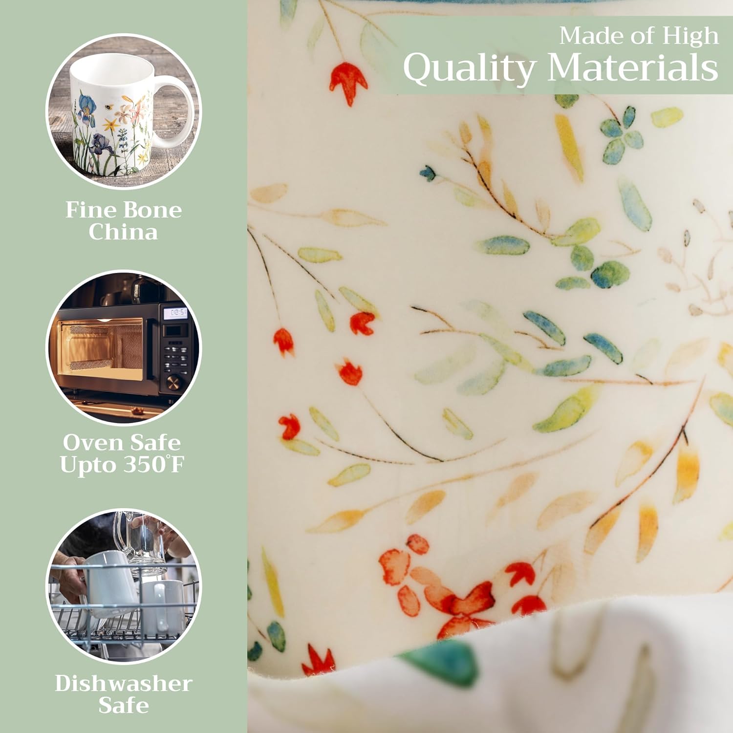 Maison d' Hermine Coffee Mug with Handles Fine Bone China Mugs Pack of One Tea Cups for Hot Beverages Cappuccino Latte Home Restaurant Office Easter Gifts (Colmar - Blue, 12 Ounce) - Image 3