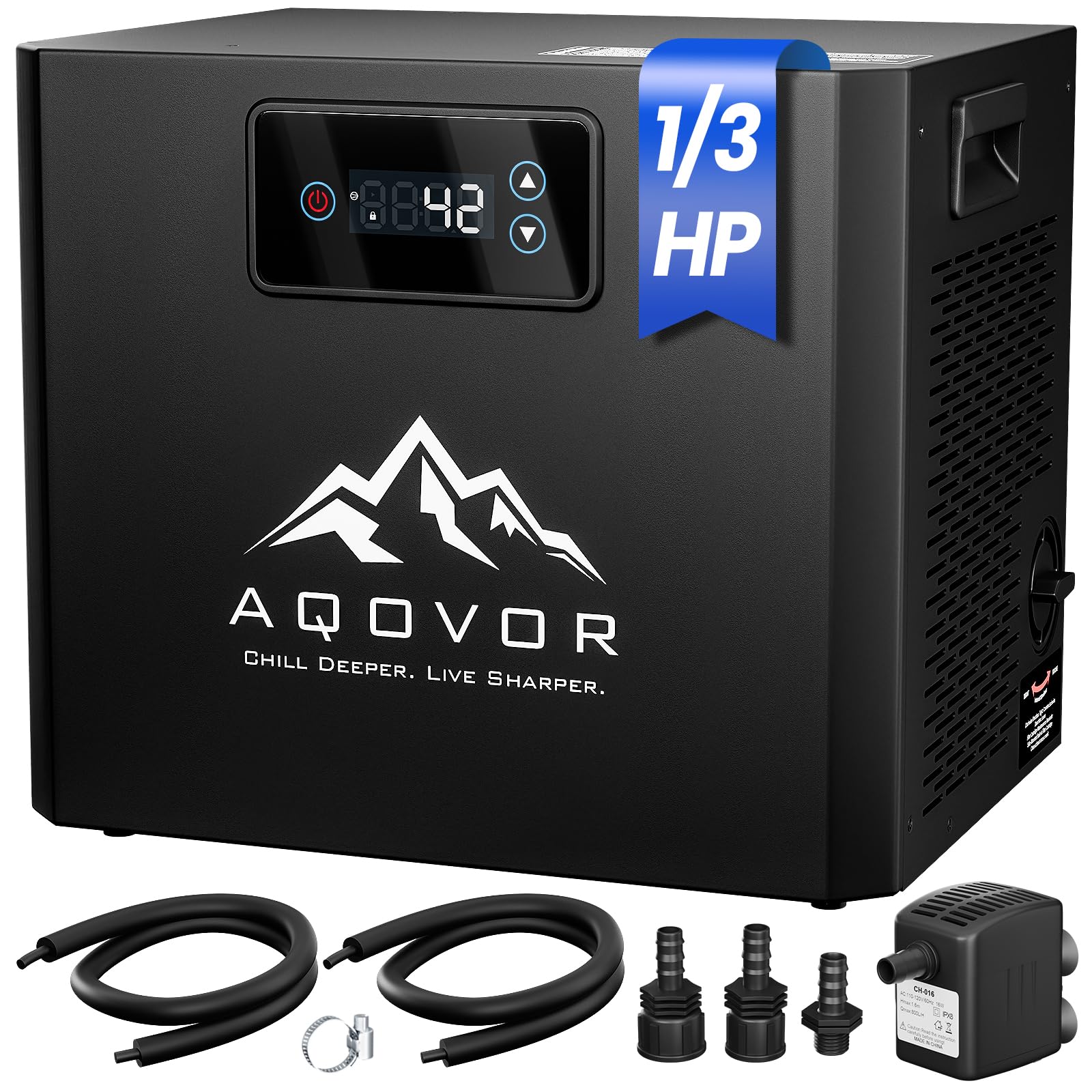AQOVOR 1/3 Hp Cold Plunge Chiller for Ice Bath & Cold Therapy Recovery 115V | Down to 42℉ | 24/7 Cooling | Built-In Filter & Pump | Quiet Operation |