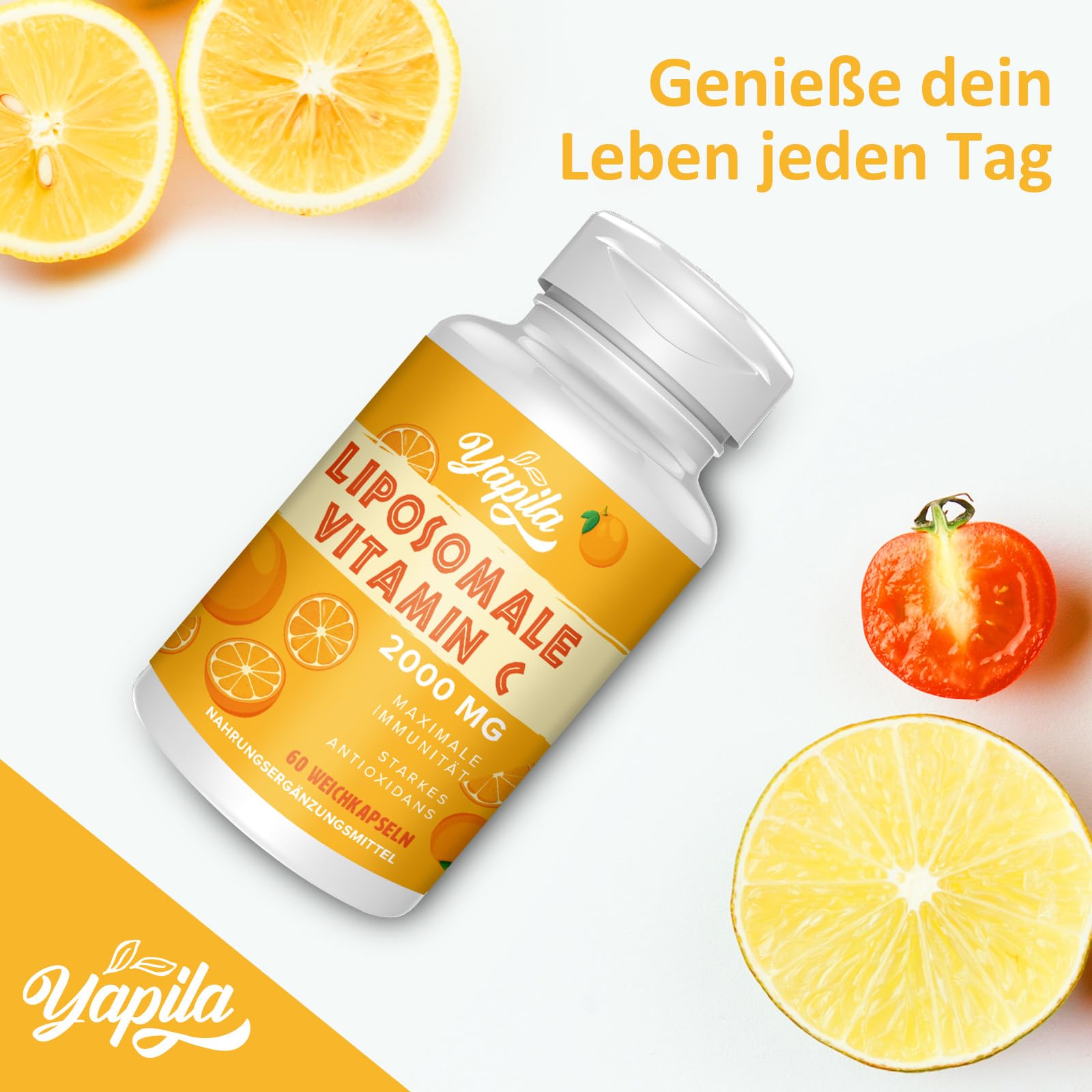 Liposomale Vitamin C Kapseln 2000mg, Maximale Absorption, Hochdosiertes Vit C, Ascorbinsäure, Antioxidantien-Ergänzung, Non-GMO, Soja-frei