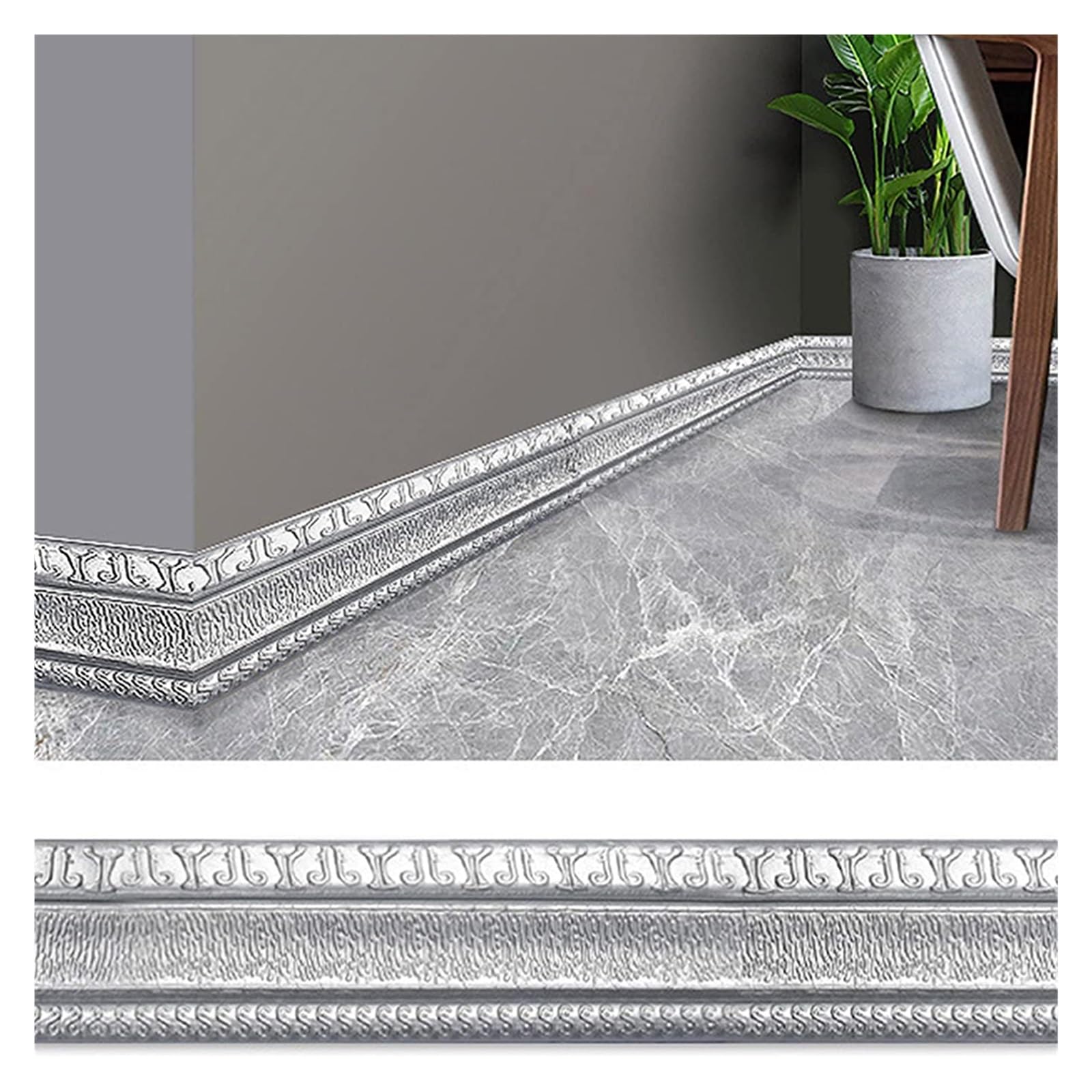 Yxinaer A Dado Rail Self Dhesive Wall Trim Line Skirting Border Self Dhesive Waterproof Baseboard Wallpaper Home Decoration Sticker For Living Room(A)