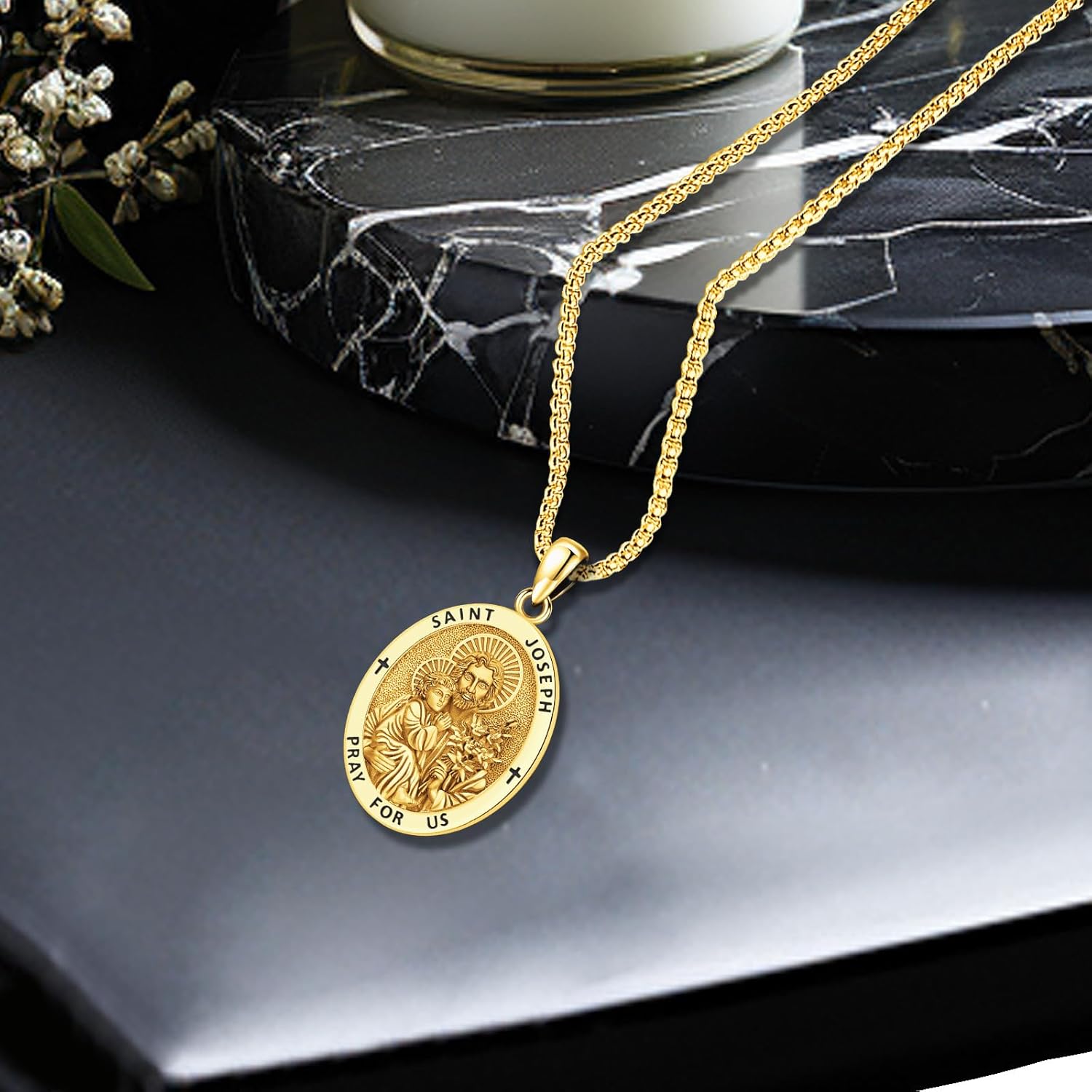 Saint Necklace S925 Sterling Silver Patron St Amulet Medal Protection Pendant Jewelry for Men Women - Image 5