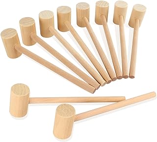 10Pack Wooden Hammers for Chocolate Mold Breakable Heart Hammer, Wooden Mallets for Chocolate Smashes Pounding Beating Mini Gavel for Chocolate Heart