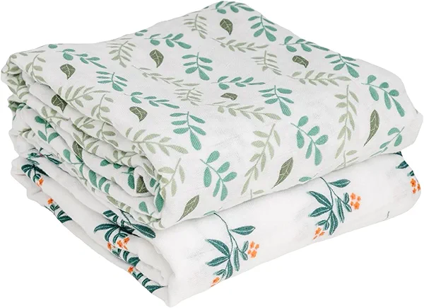 Ouch Baby Bamboo Cotton Baby Blankets (Pack of 2, 47"x47") | Soft, Breathable, Hypoallergenic 2-Layer Muslin Swaddles for Newborns, Infants & Toddlers