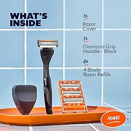 Dollar Shave Club | Travel Shave Set | 4 Swift Rinse Refill Cartridges, 1 Handle, 1 Razor Cover