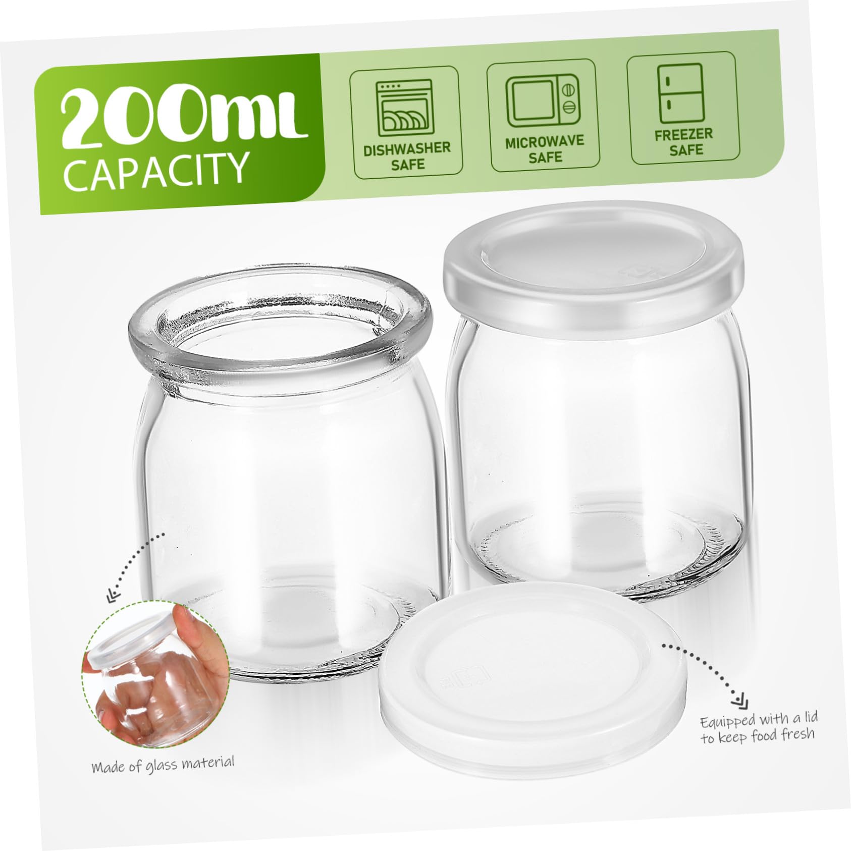 Holibanna 12 Pezzi Bicchieri da Yogurt in Vetro con Coperchi Trasparenti Contenitori per Dessert Vasetti per Budino Marmellate Gelatine e Mousse per Preparazioni Individuali e