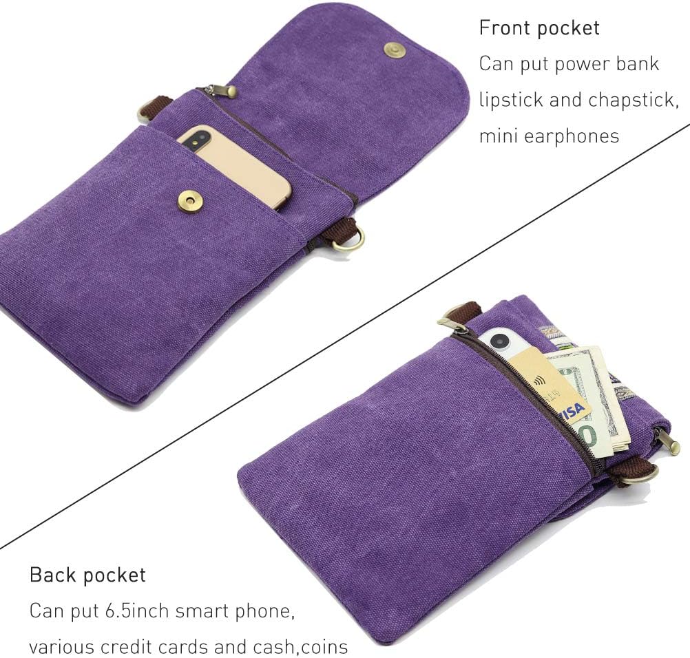 SILKAREA Vintage Embroidered Canvas Flip Small Crossbody Bag Cell Phone Pouch for Women Wristlet Wallet Bag Coin Purse - Image 4