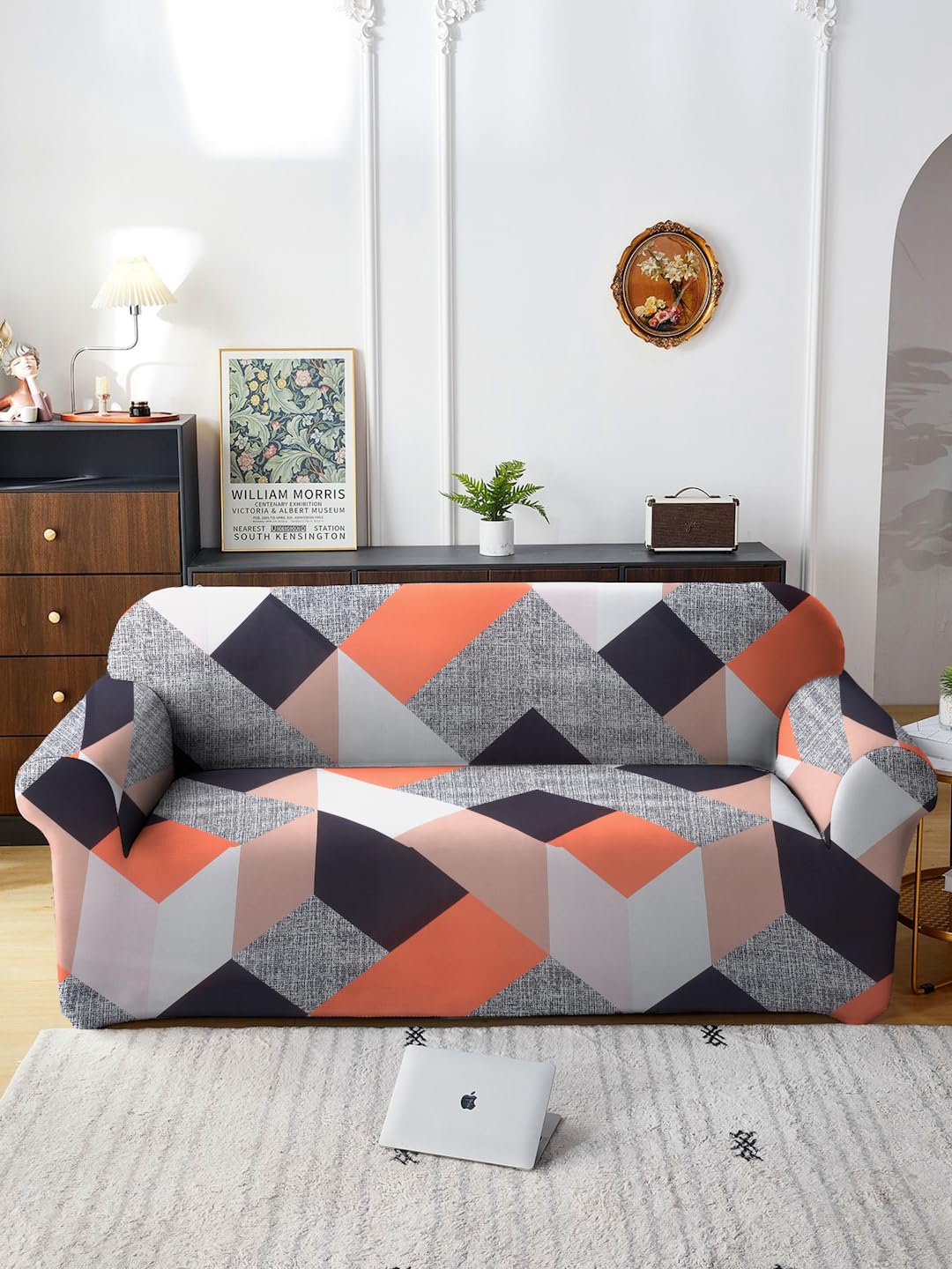 Cortina 100% Polyester Spandex Fabric Floral Printed Sofa Cover Big Elasticity Cover Stretch Universal Sofa Slipcover Single Seater (Design - 022, Double Seater),Brown (B0BQW7QMV8) Amazon Price History, Amazon Price Tracker