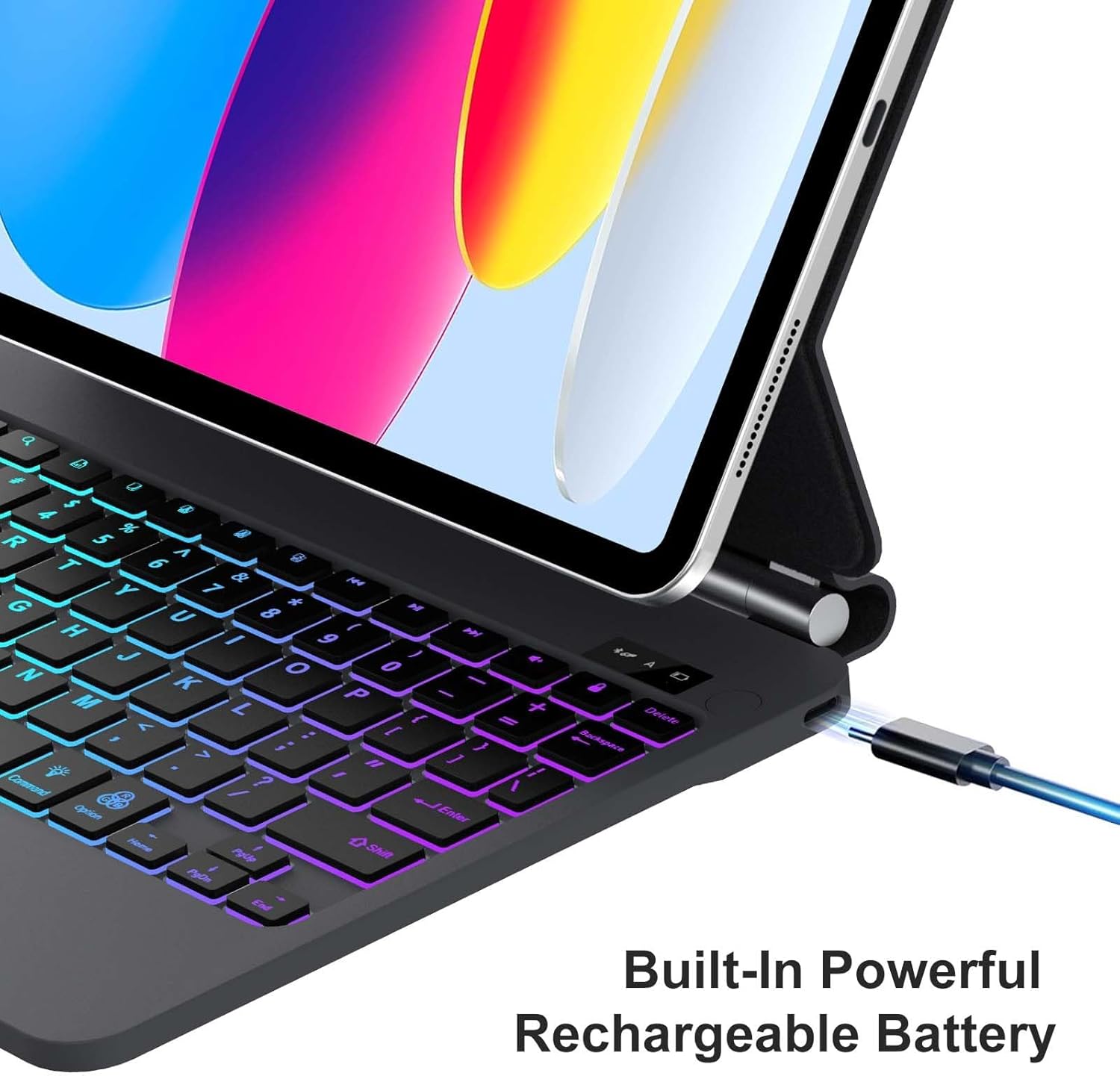 Magic Keyboard Folio for iPad A16 11th / 10th Generation Case with Keyboard, Rainbow Backlit, Multi-Touch Trackpad, Floating Cantilever Stand, Magnetic Case for iPad A16 11 inch / 10th Gen 10.9 inch