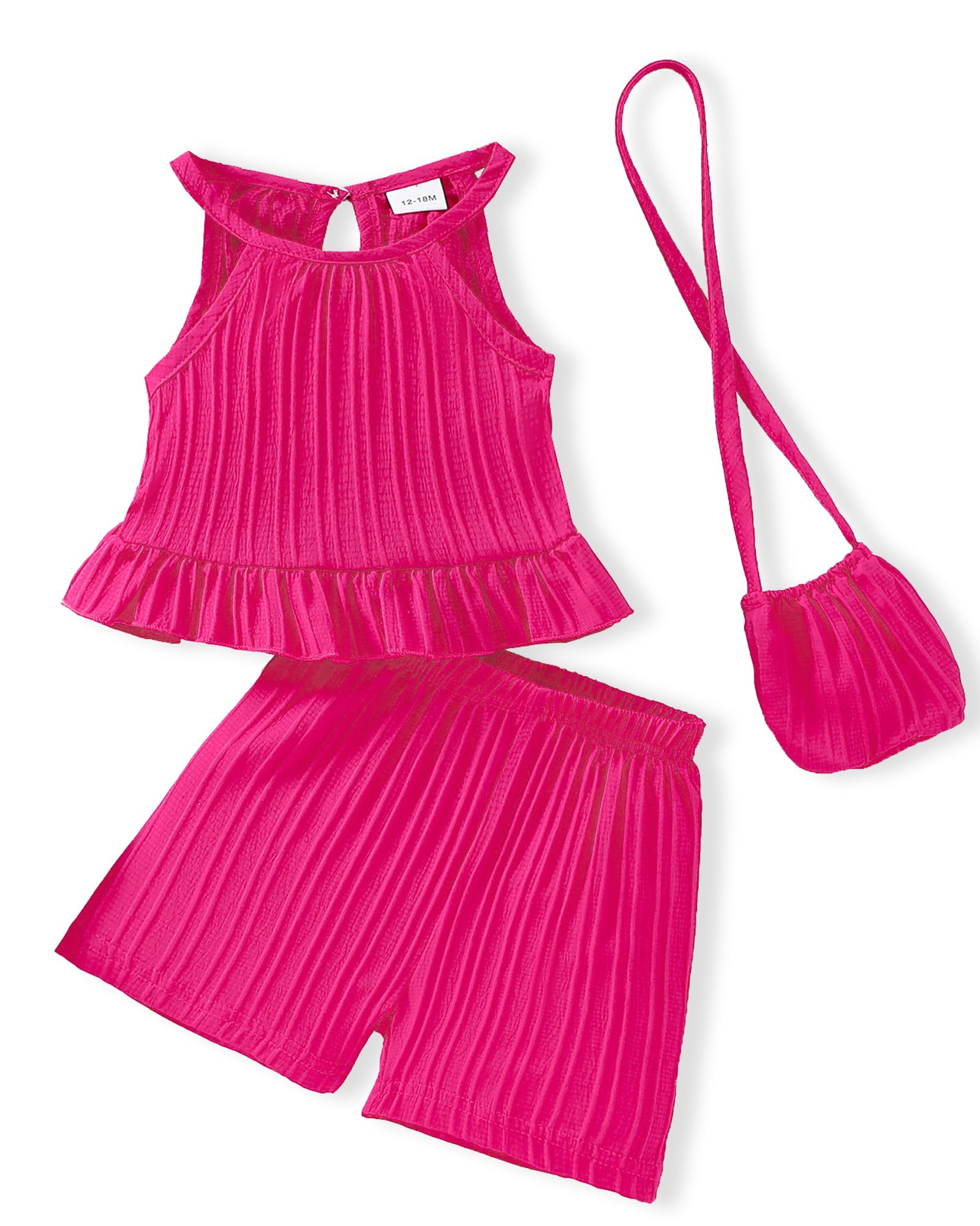 Weebaby Toddler Girl Clothes Baby Summer Outfits Sleeveless Halter Top Ruffle Short Set Cute Kids Clothes Girls
