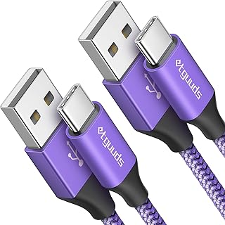 etguuds [2M/2-Pack Long USB C Cable, USB A to Type C Fast Charger Charging Lead Nylon Braided Compatible with Samsung Galaxy S20 S21 S10 S9 S8 Plus S10E, Note 10 9 8, A20E A70 A50 A40 M31 - Purple