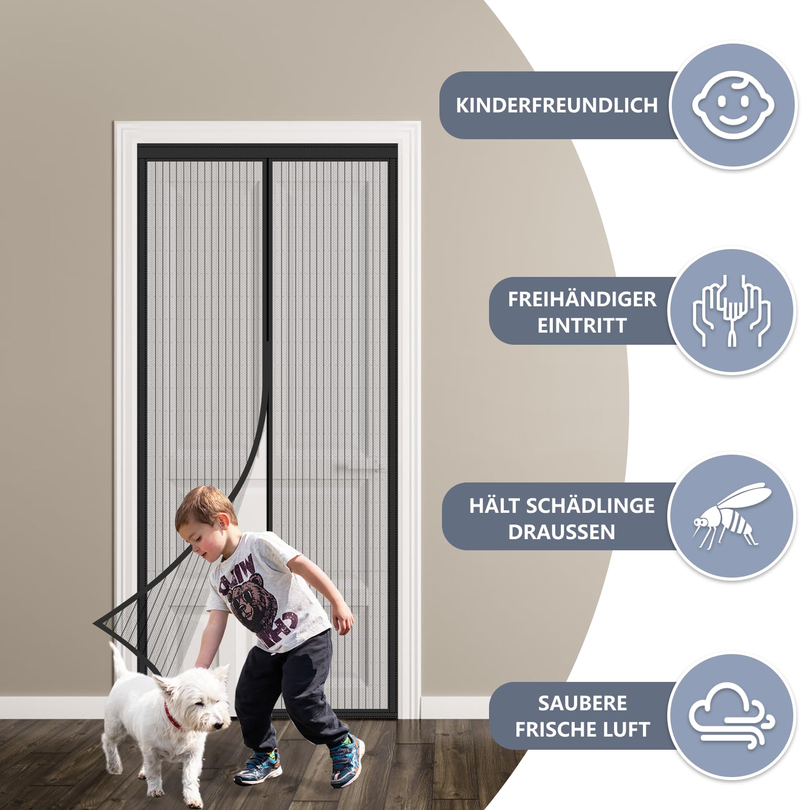 Magnetic Fly Screen Door, Insect Protection Balcony Door Without Drilling Black - View #13