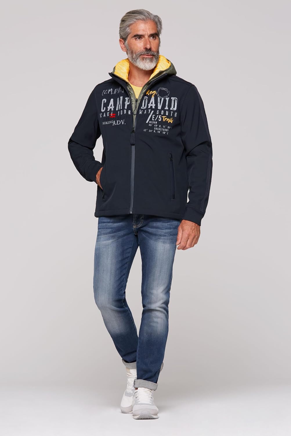 Camp David Herren Softshelljacke mit abtrennbarem Kapuzeneinsatz Deep Water XXXL Fashion