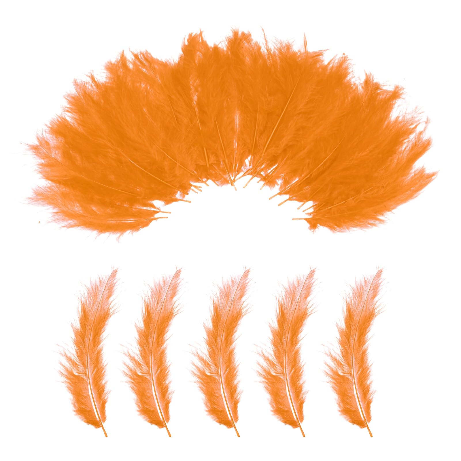 PATIKIL 200 Pack Fluffy Turkey Marabou Feathers,4-6 Inches Orange Natural Turkey Feathers for Crafting Dream Catcher Fringe Trim Fly Tying Party Decorations