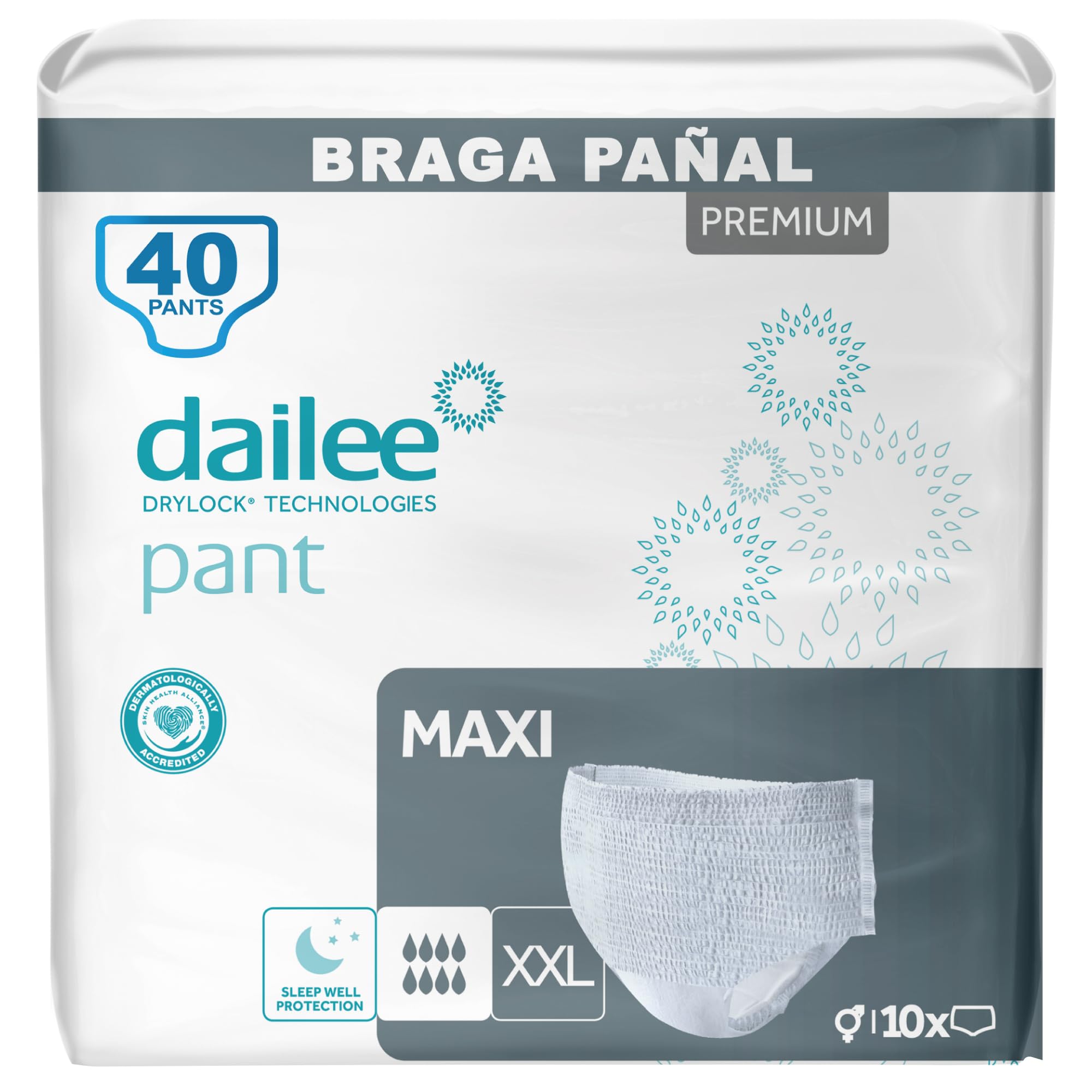 Dailee Pants Maxi XXL - 40x Pañales Adultos Maxima Absorcion - Braga Pañal Adulto para Ancianos, Hombres y Mujeres - 40 Bragas Incontinencia Mujer y Hombre