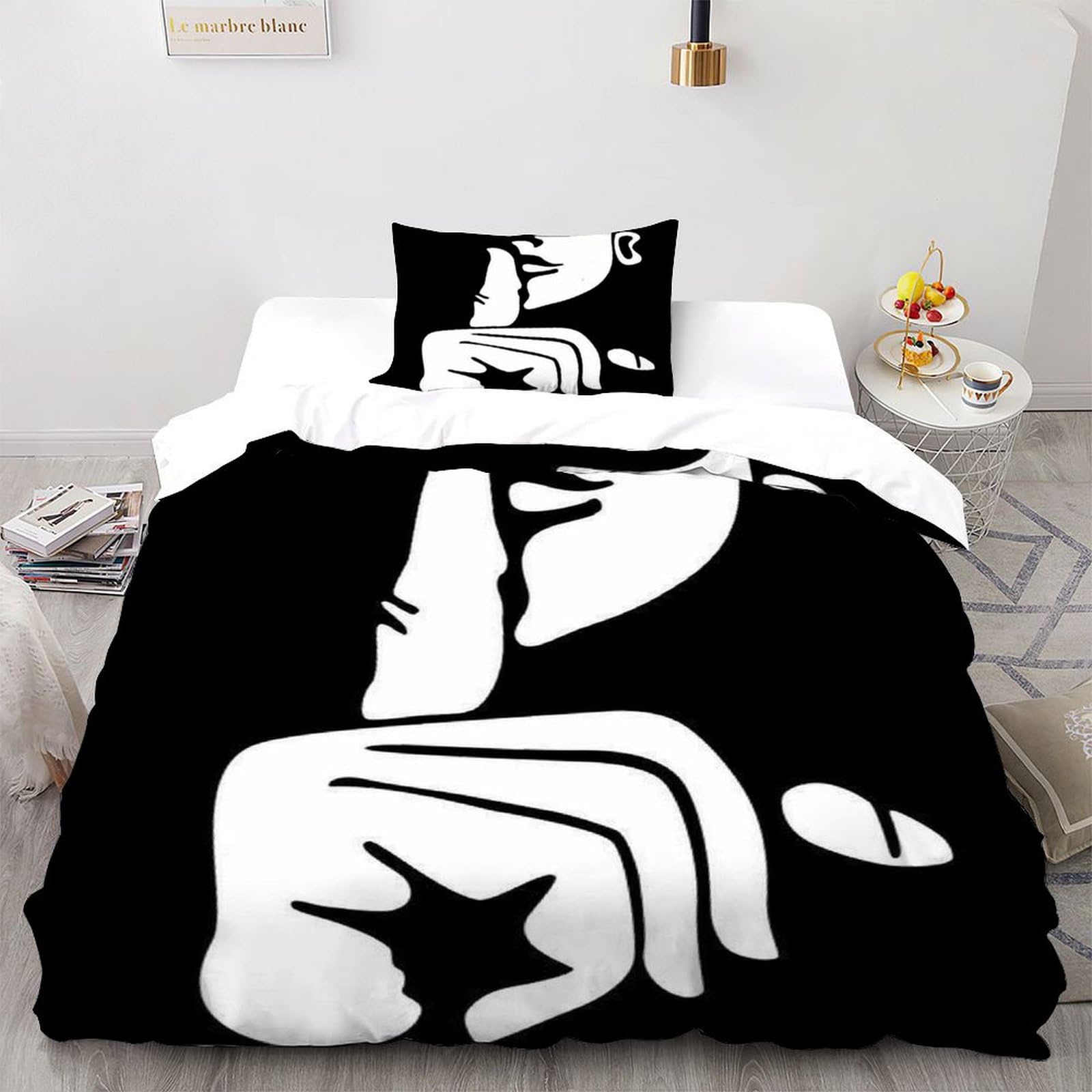 Parure de lit single 135x200 ensemble literie modern adulte taies