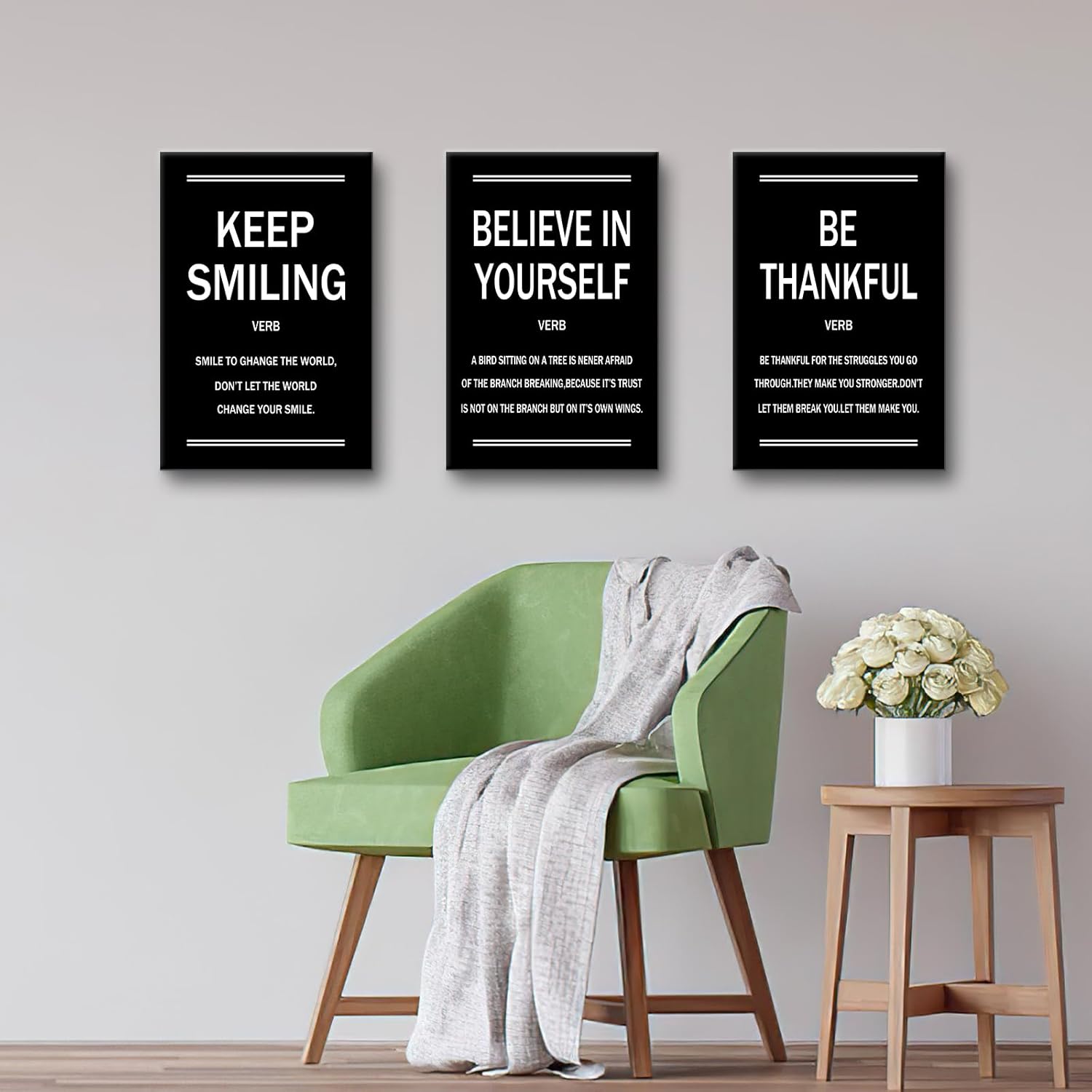 Inspirational Canvas Wall Art Posters Print 3 Pieces Motivational Modern Entrepreneur Quotes Picture Painting Artwork for Home Bedroom Bathroom Gym Wall Decor Stretched and Framed [48''W x 24''H]